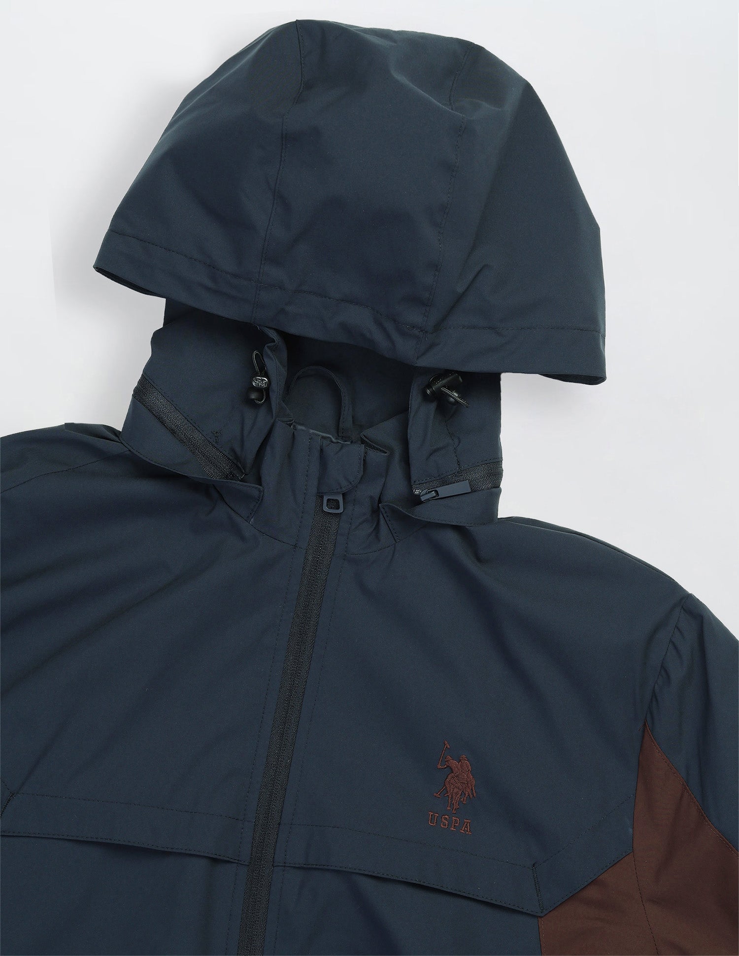 Packable Detachable Hood Colour Blocked Jacket Teal - U.S. Polo Assn. India | Large