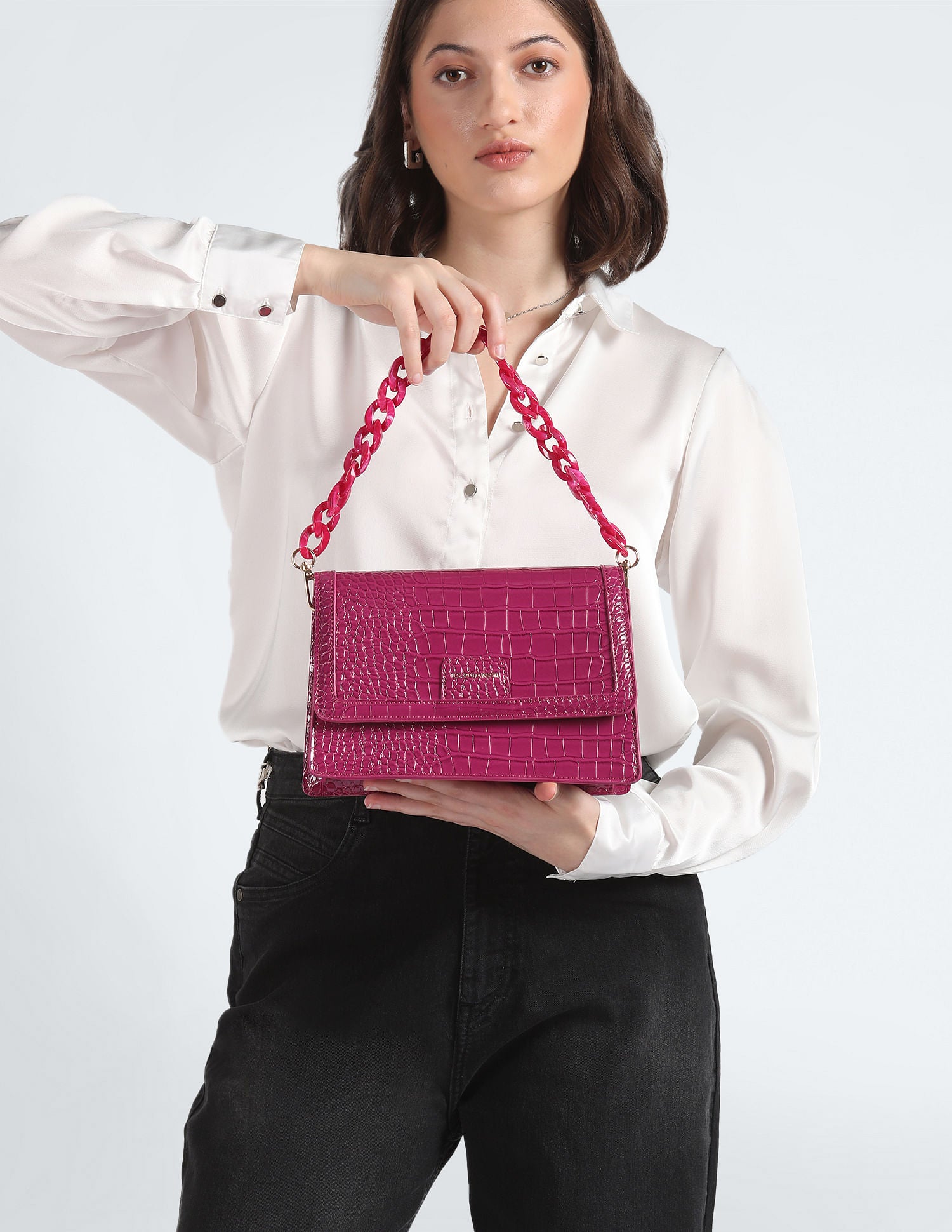 City Girl Textured Sling Bag Magenta - U.S. POLO ASSN. | Large