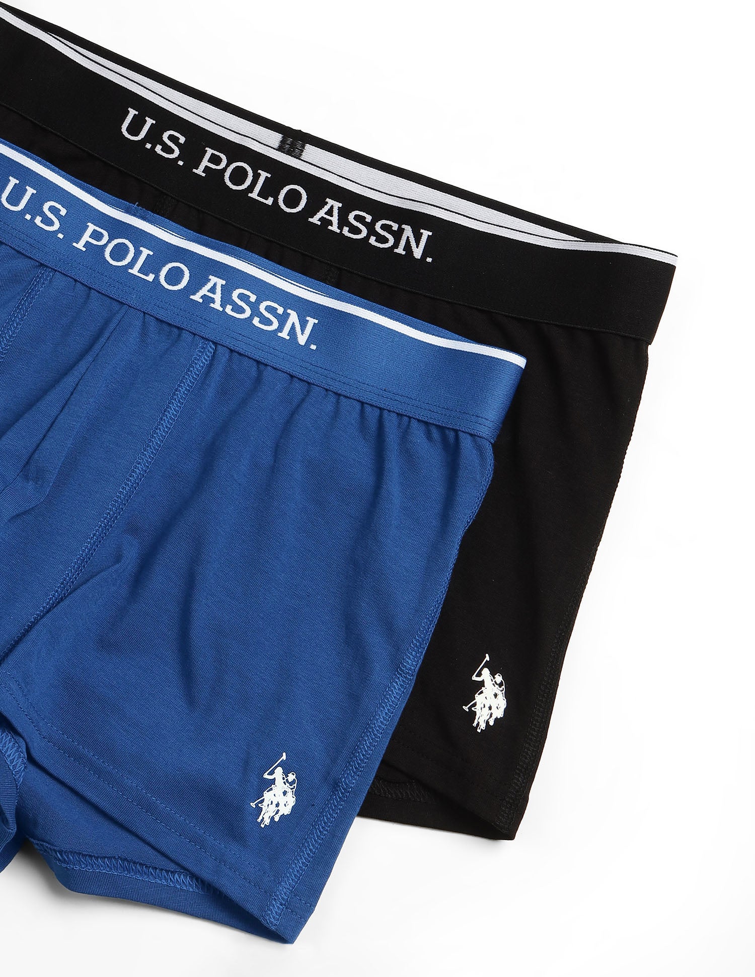 Antibacterial Solid ET004 Trunks - Pack Of 2 Black and Blue - U.S. Polo Assn. India | Large