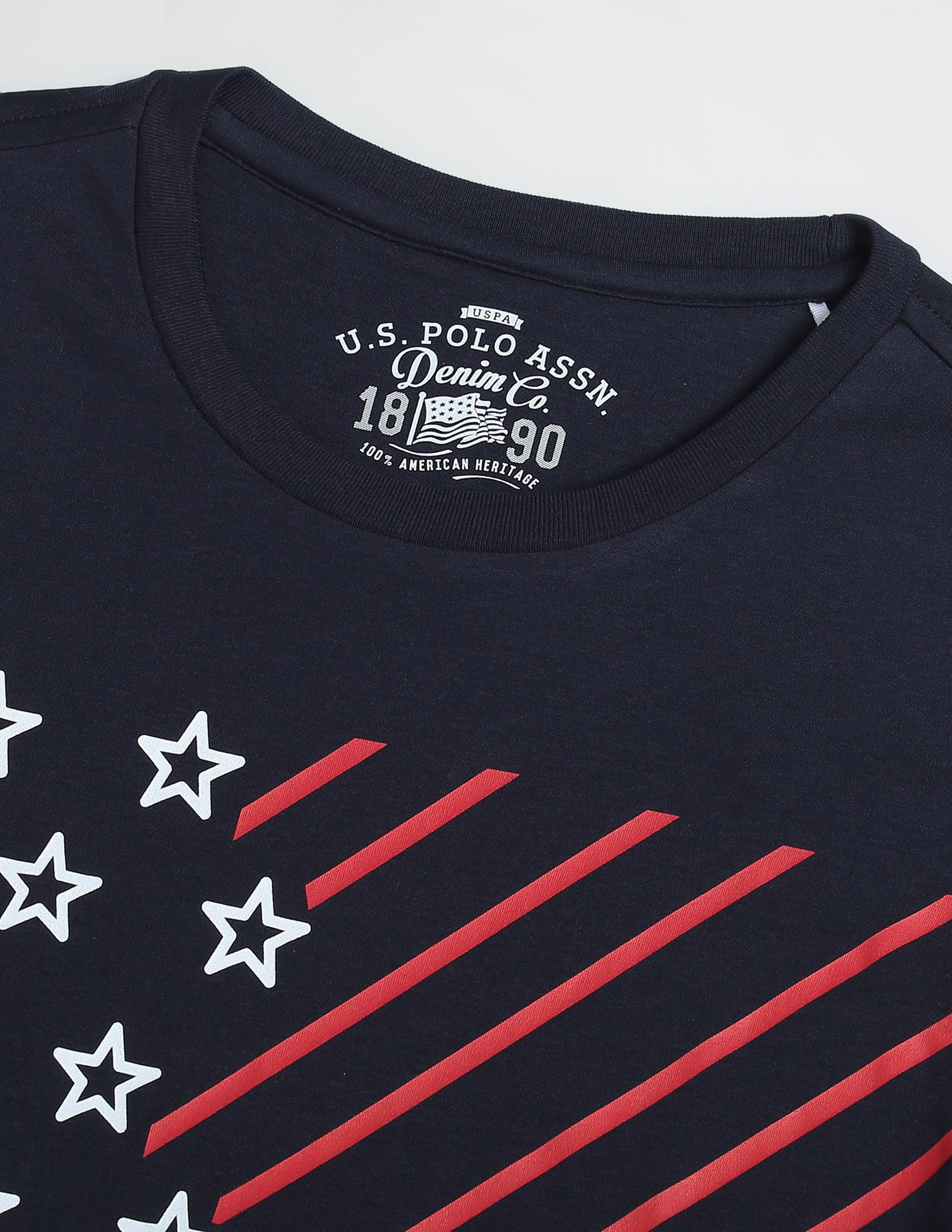Brand Print Cotton T-Shirt Navy - U.S. Polo Assn. India | Large