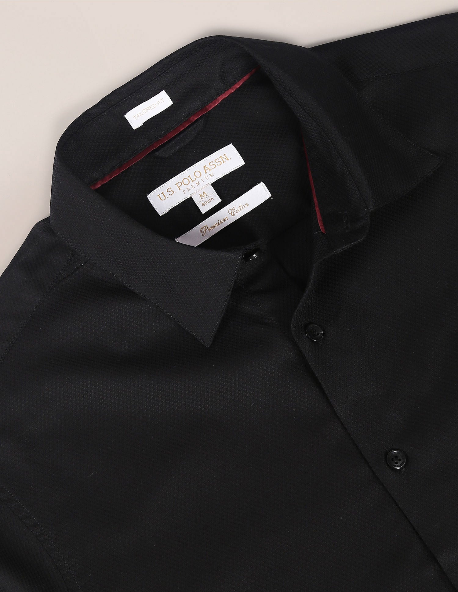 Premium Cotton Dobby Shirt Black - U.S. Polo Assn. India | Large