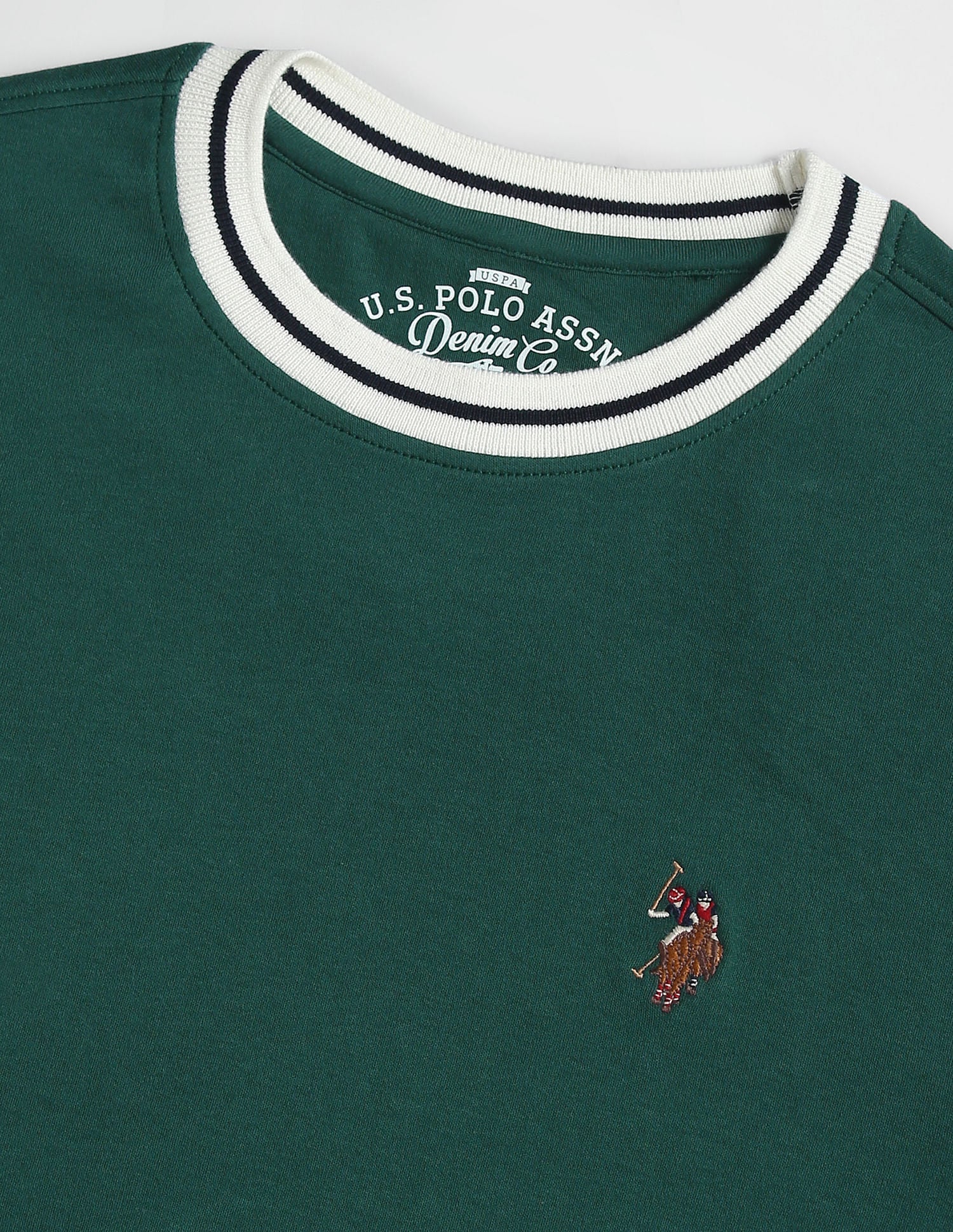 Crew Neck Solid T-Shirt Green - U.S. Polo Assn. India | Large