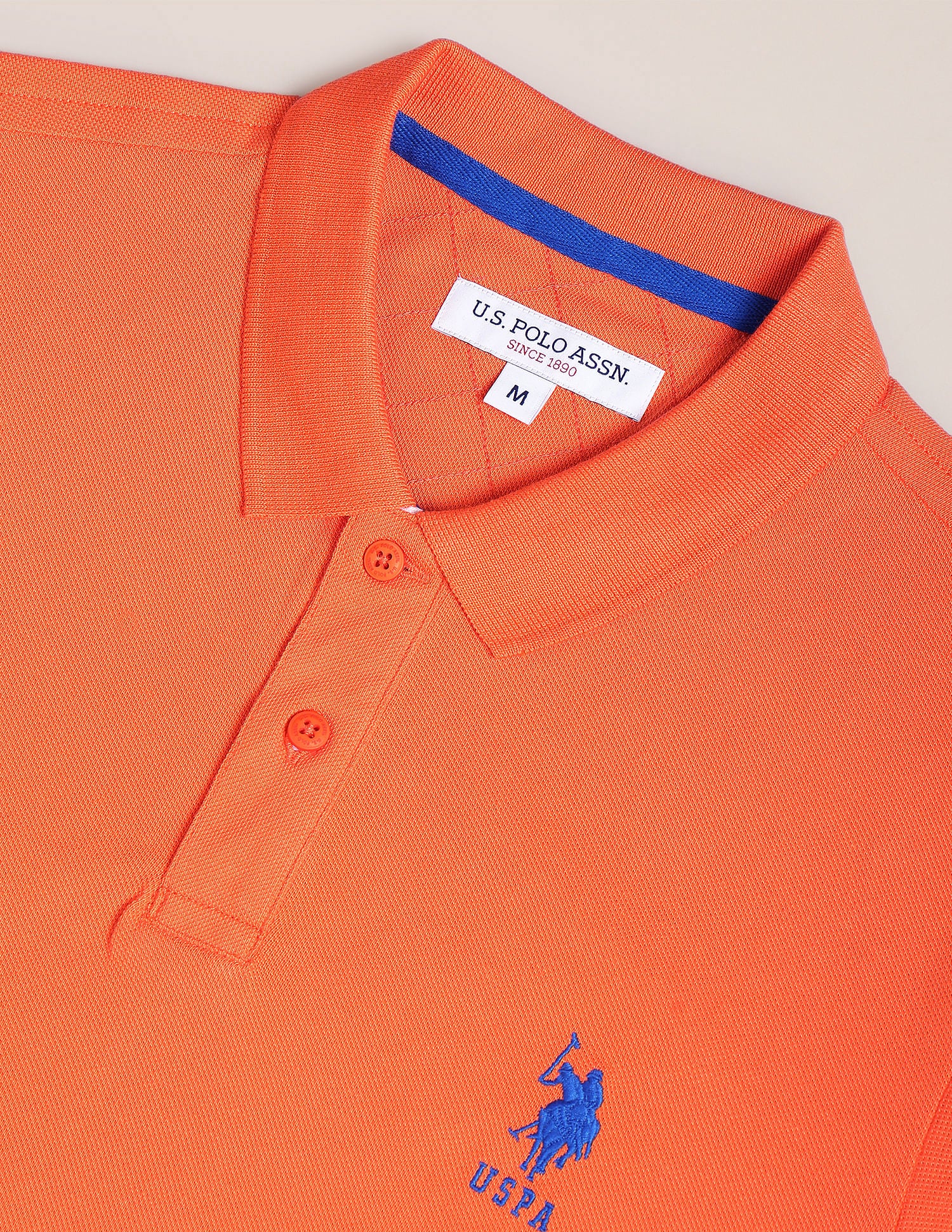 Colour Block Pique Polo Shirt Orange - U.S. Polo Assn. India | Large