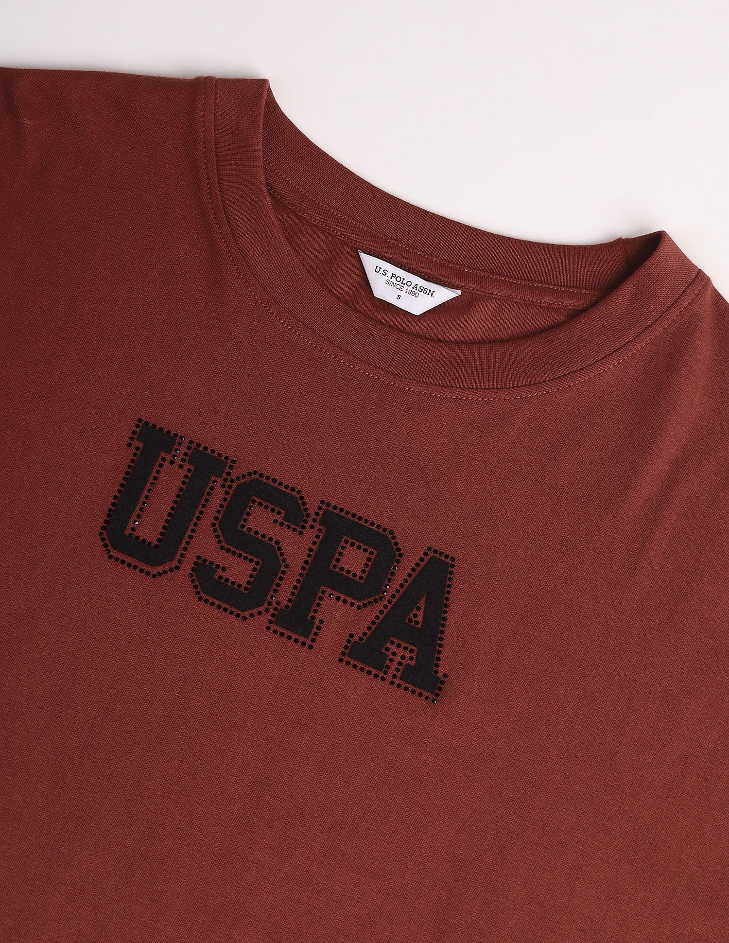 Pure Cotton Embellished T-Shirt Rust - U.S. POLO ASSN. | Large