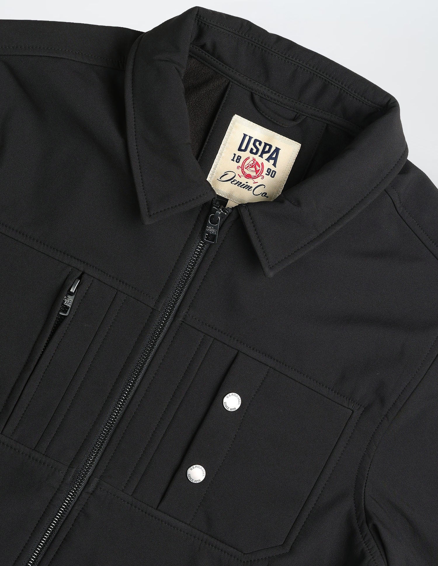 Solid Regular Fit Jacket Black - U.S. Polo Assn. India | Large