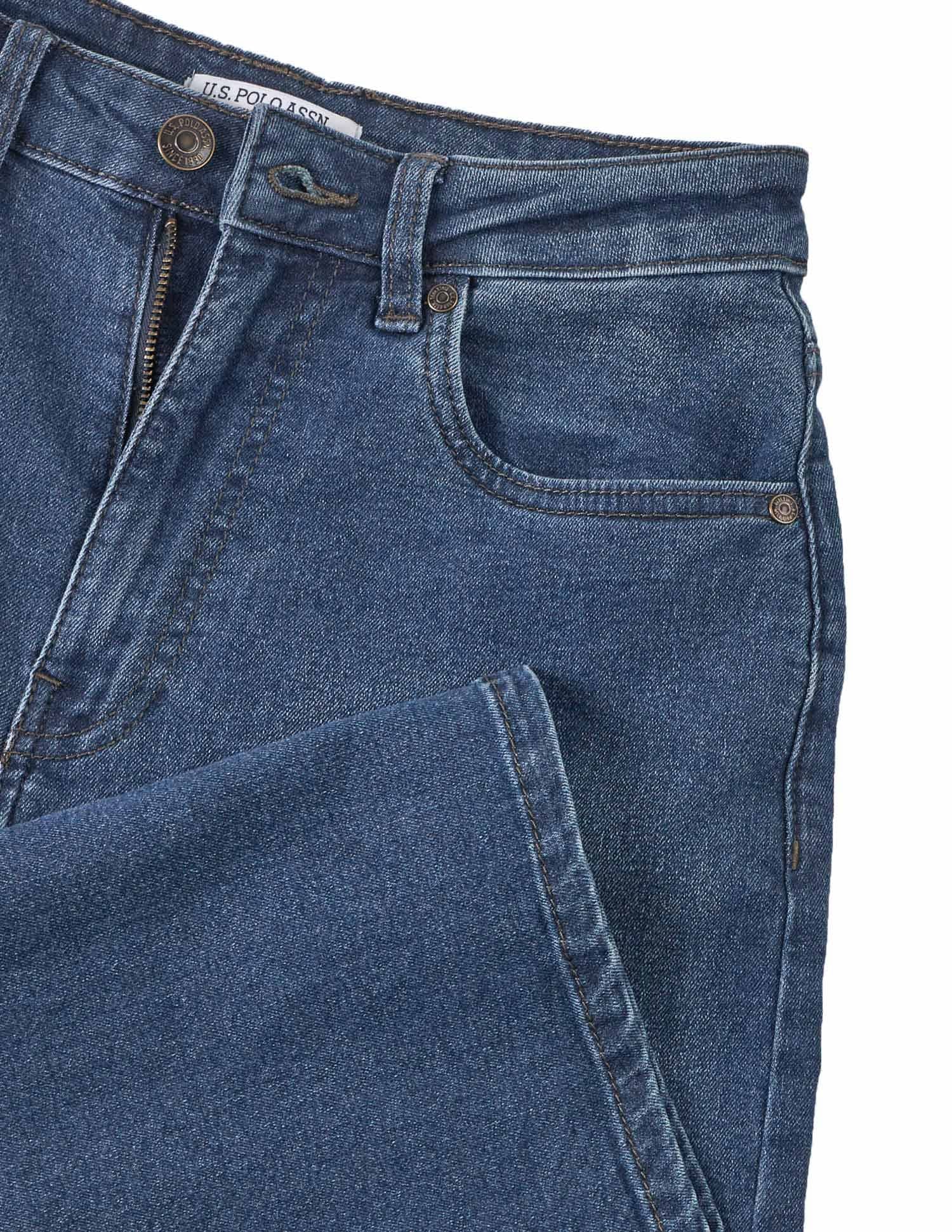 High Rise Wide Leg Cut & Sew Tinted Jeans Blue - U.S. POLO ASSN. | Large