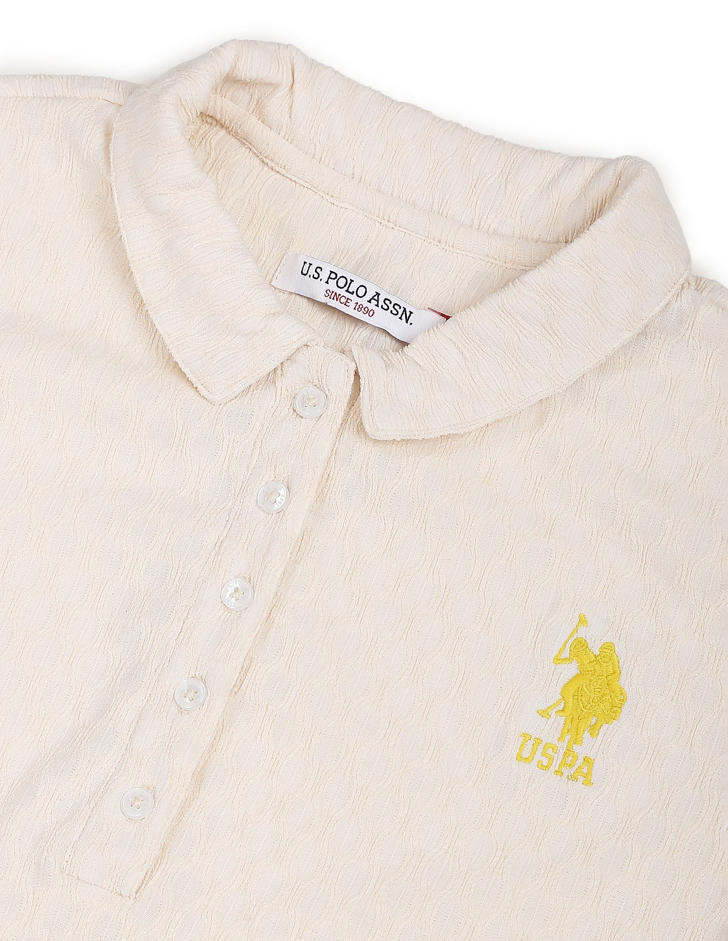 Textured Polo Shirt Off White - U.S. POLO ASSN. | Large