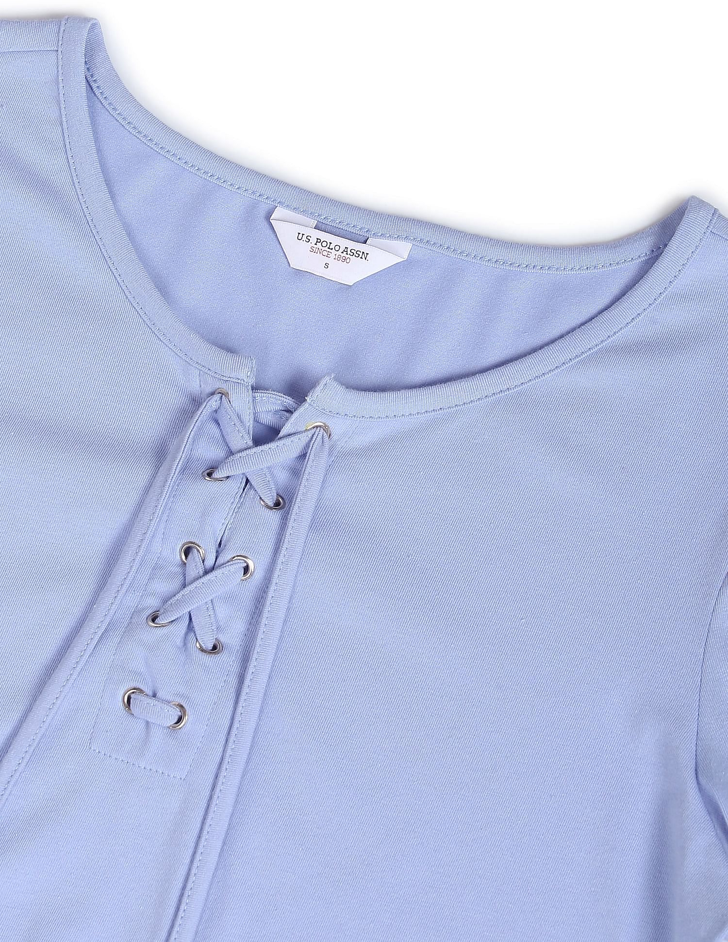 Puff Sleeve Criss Cross Neckline Top Periwinkle - U.S. Polo Assn. India | Large
