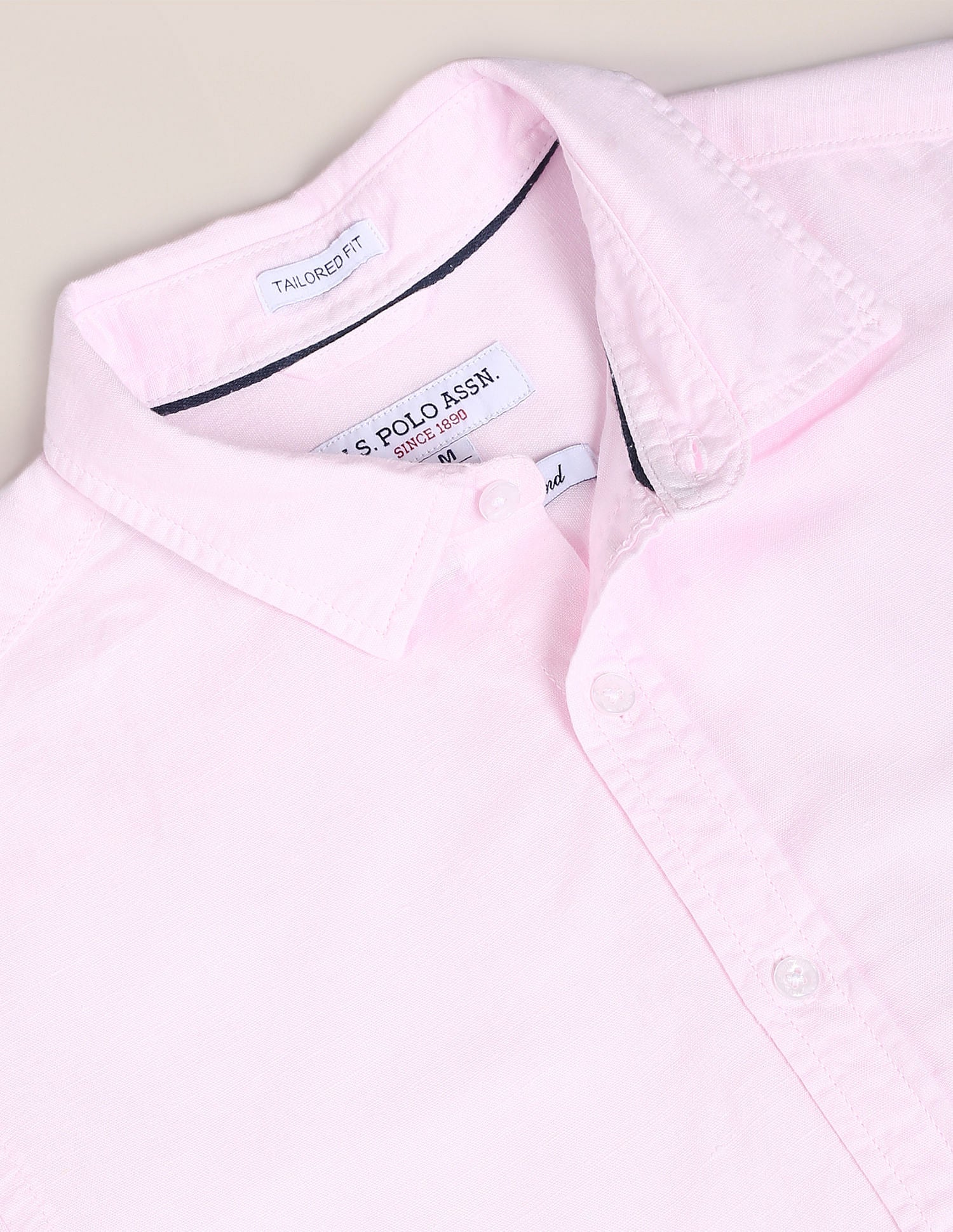 Linen Tailored Fit Shirt Pink - U.S. POLO ASSN. | Large