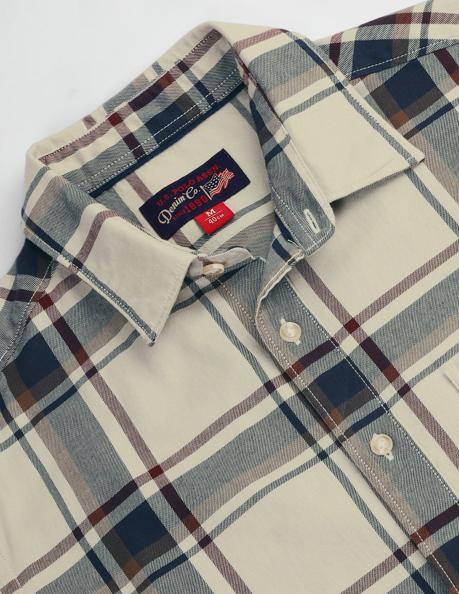 Tartan Check Tailored Fit Shirt Khaki - U.S. POLO ASSN. | Large