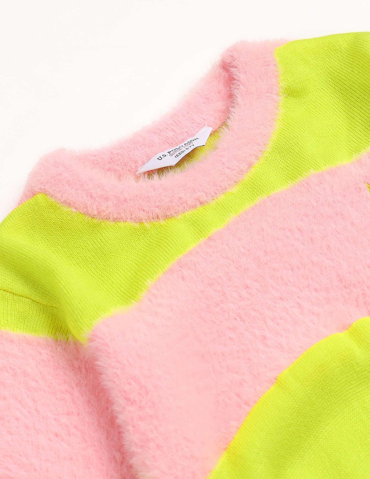 Girls Horizontal Stripe Sweater Lime Green - U.S. POLO ASSN. | Large