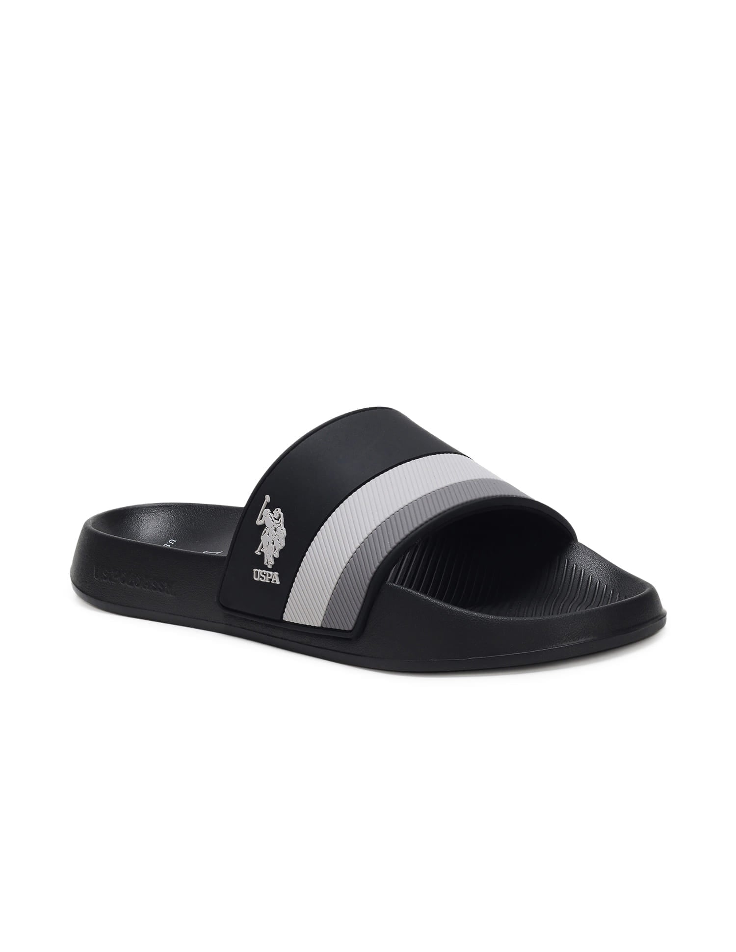 Men Arvana 2.0 Colourblocked Sliders Black - U.S. Polo Assn. India | Large