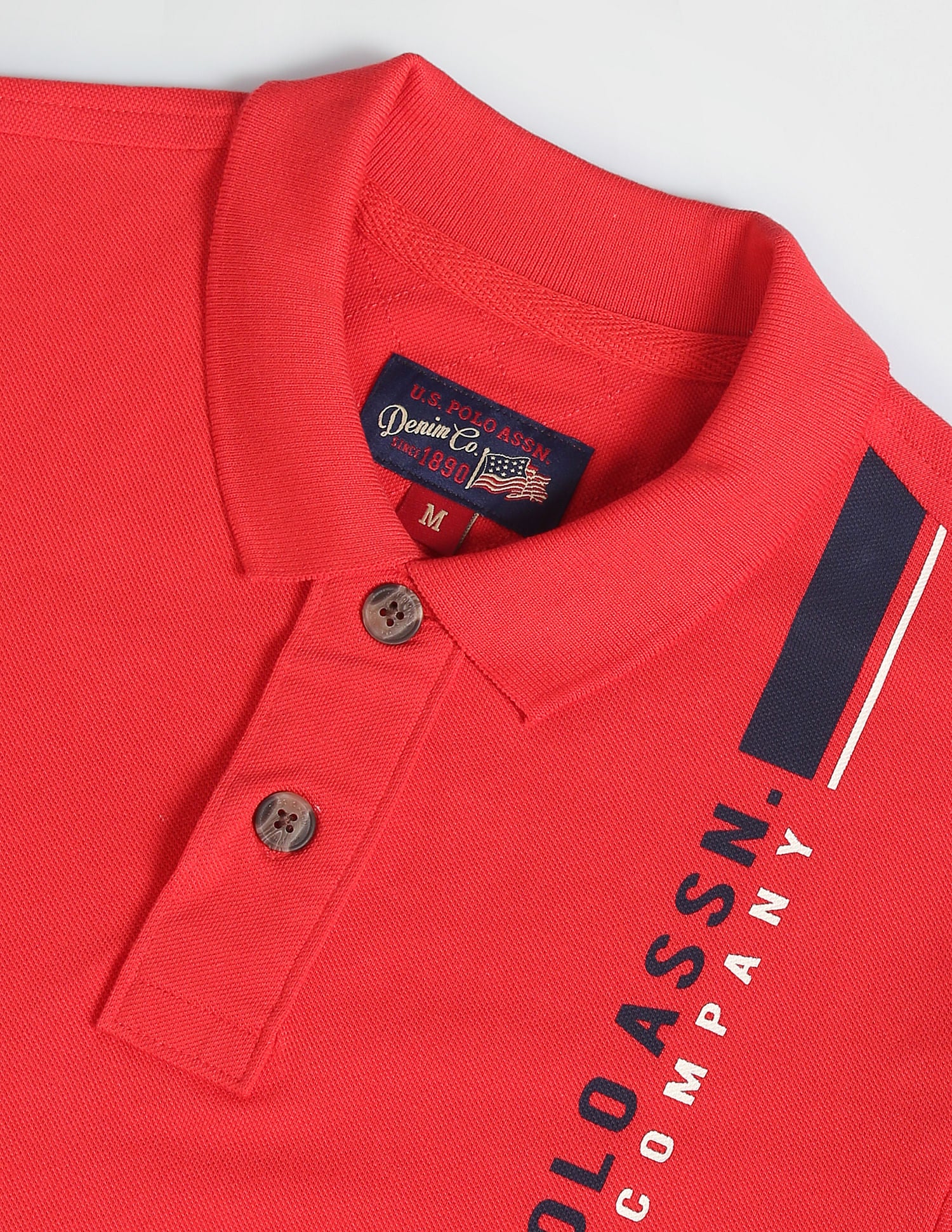 Brand Print Cotton Polo Shirt Red - U.S. Polo Assn. India | Large