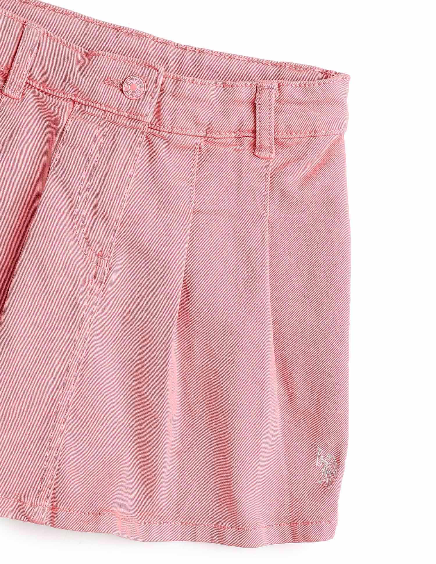 Girls Regular Fit Denim Shorts Pink - U.S. POLO ASSN. | Large