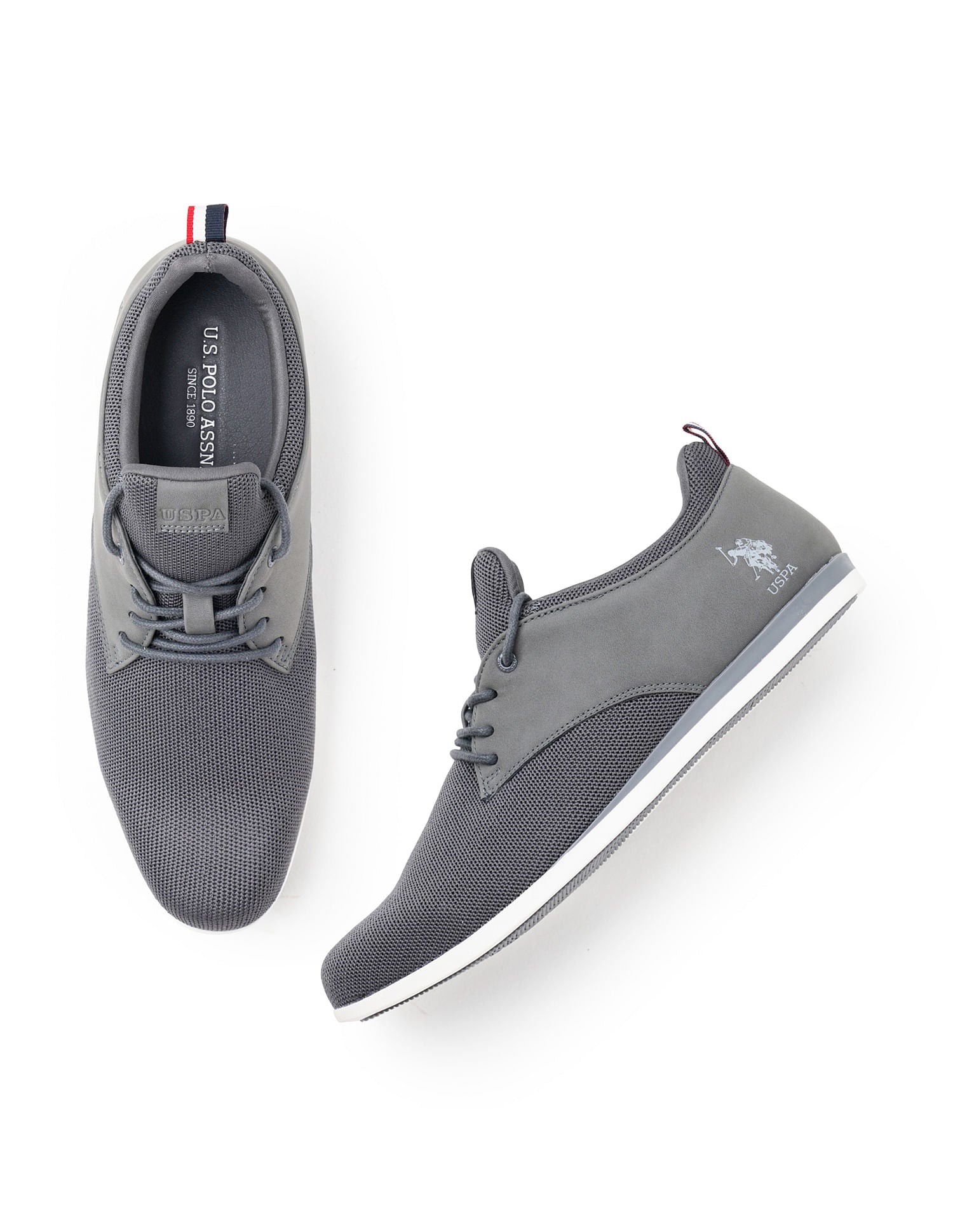 Men Warren 2.0 Grey Work Casuals Lace Up Shoes Grey - U.S. Polo Assn. India | Large