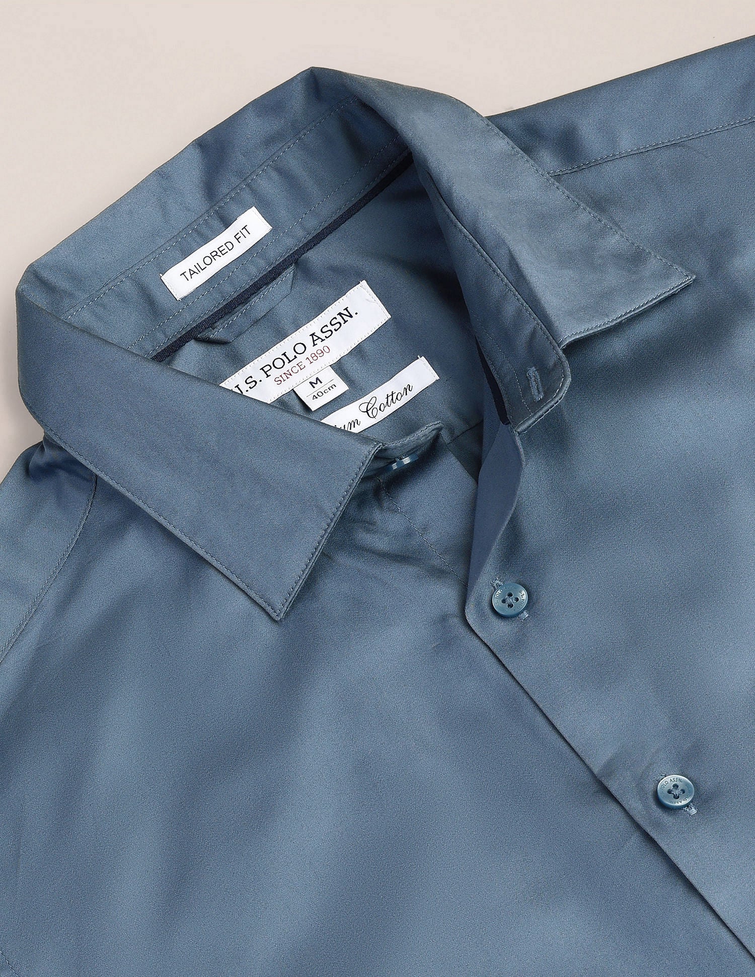 Tailored Fit Pure Cotton Shirt Teal - U.S. Polo Assn. India | Large