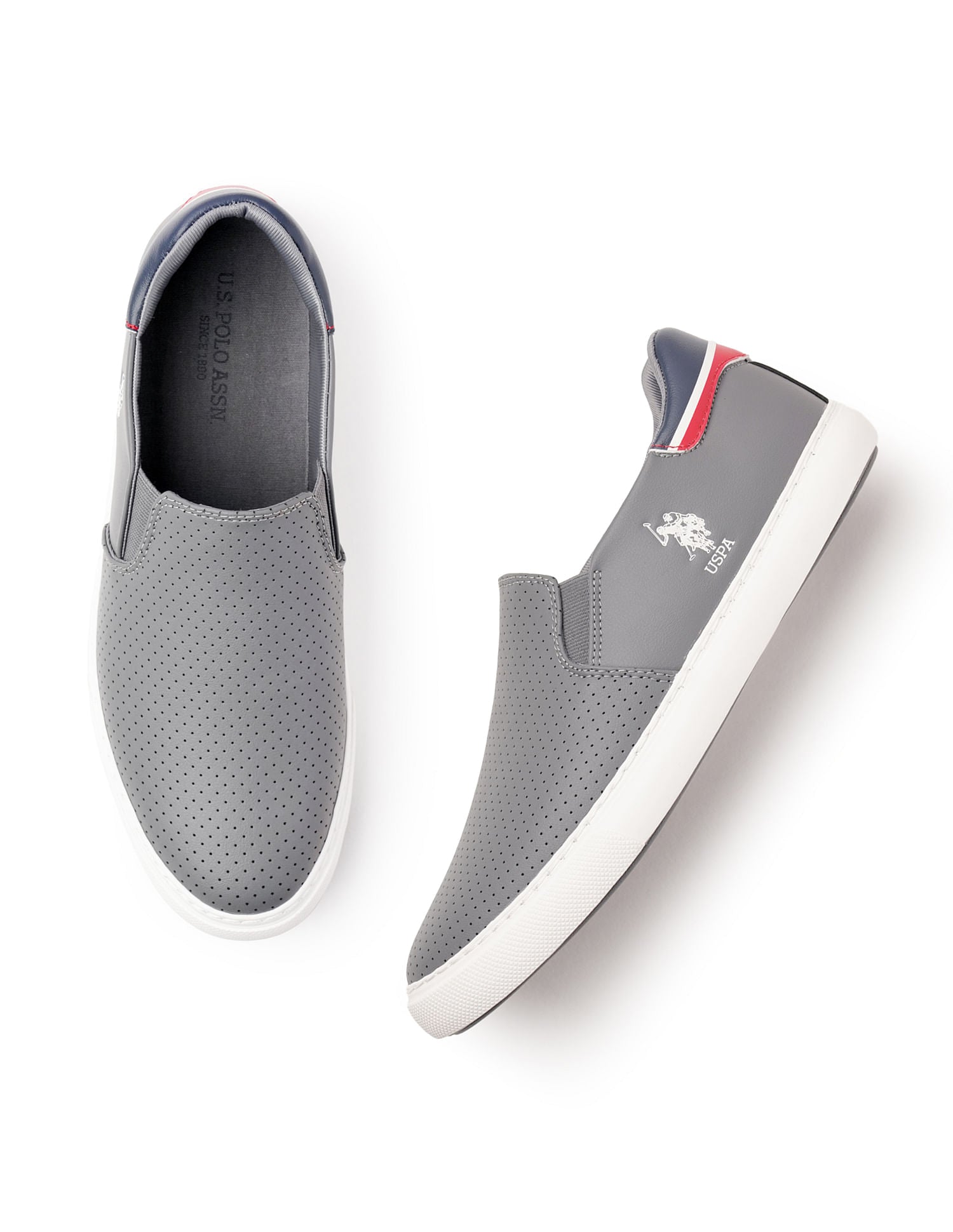 Men Perforated Campbell 2.0 Slip On Shoes Grey - U.S. Polo Assn. India | Large