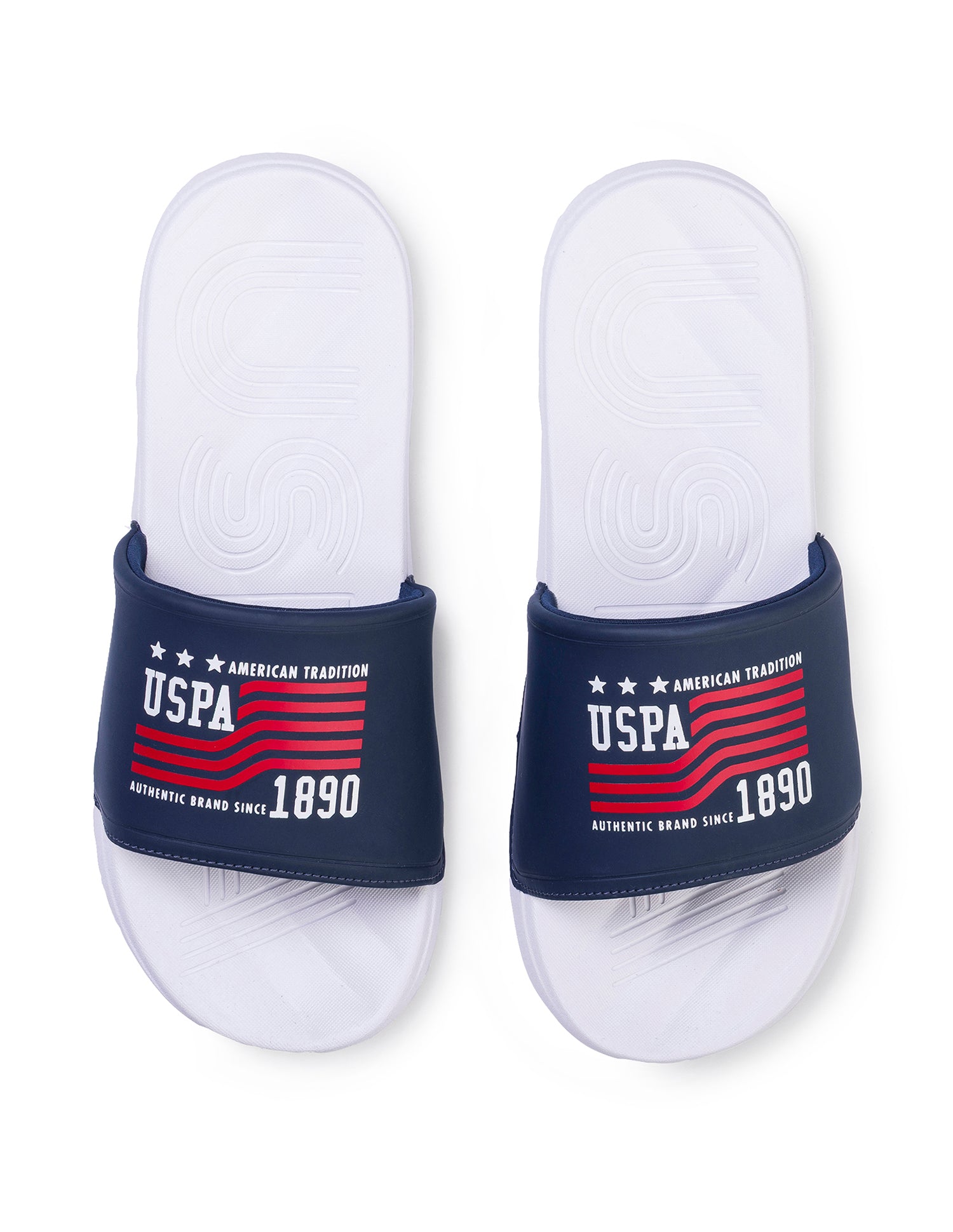 Men Brand Printed Axer Slippers White - U.S. Polo Assn. India | Large