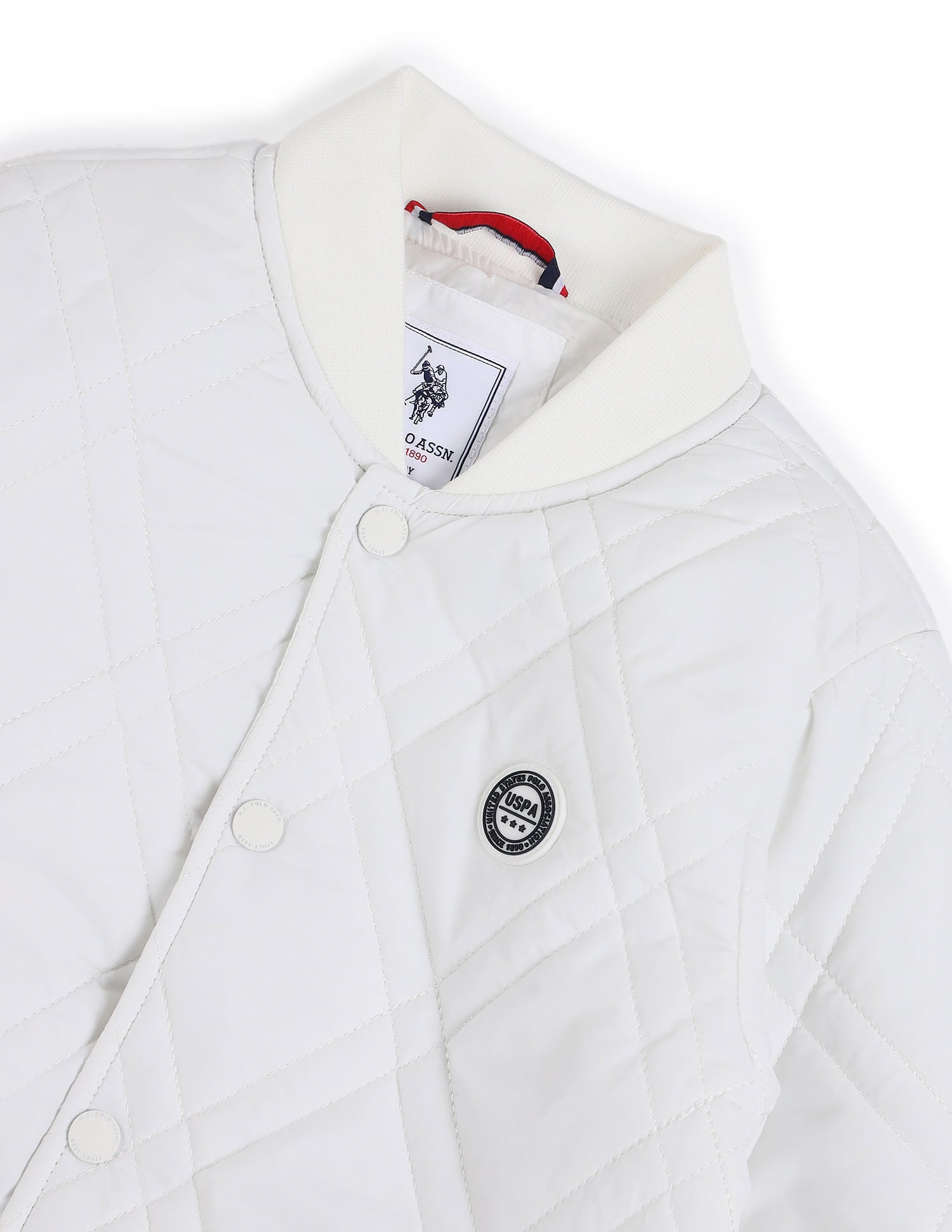 Boys Solid Mock Collar Jacket White - U.S. POLO ASSN. | Large