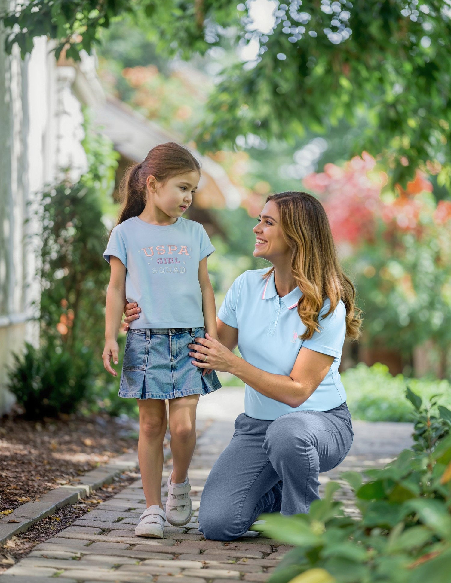 Girls Brand Embroidered Relaxed Fit T-Shirt Light Blue - U.S. POLO ASSN. | Large