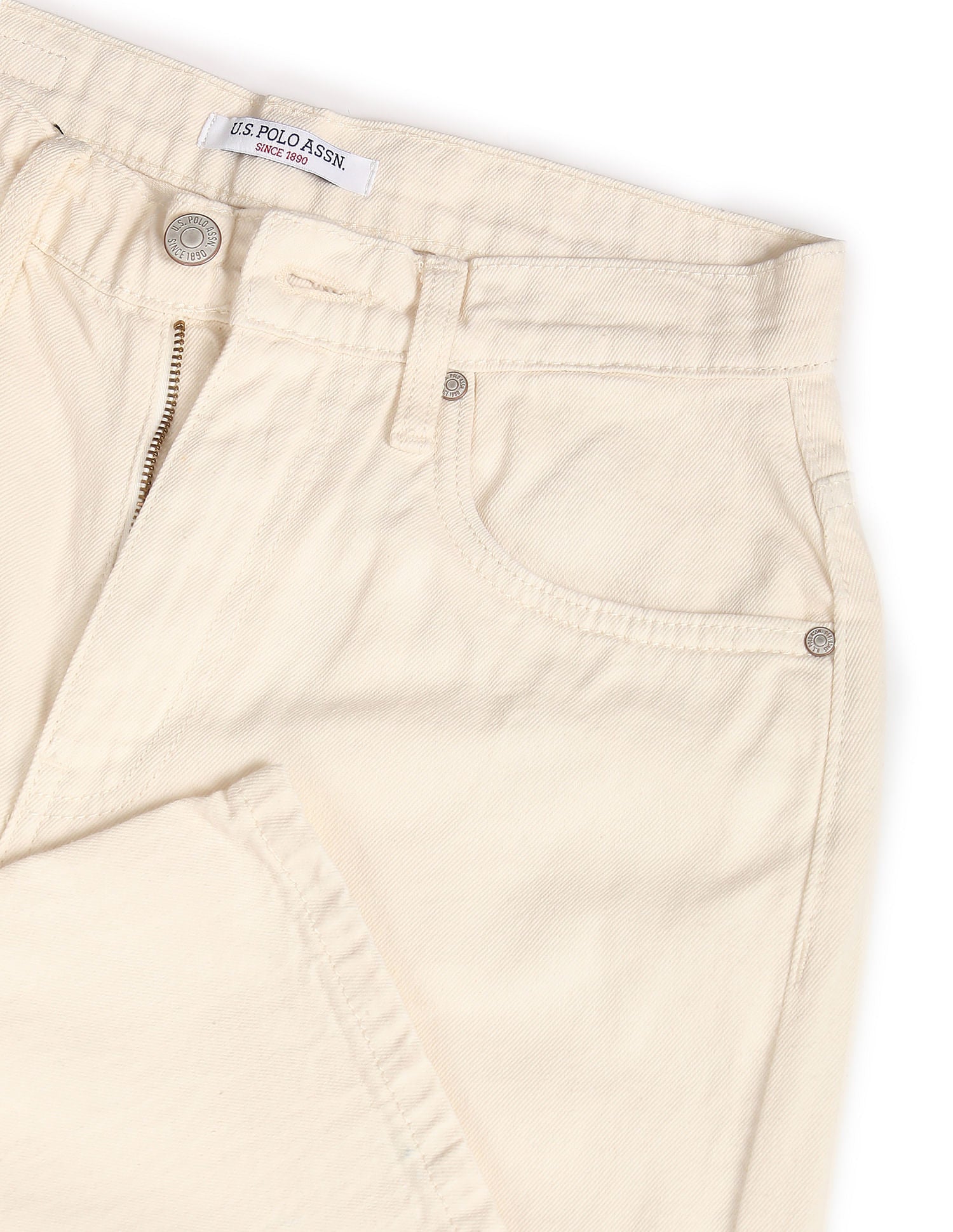 High Rise Wide Leg Jeans White - U.S. POLO ASSN. | Large