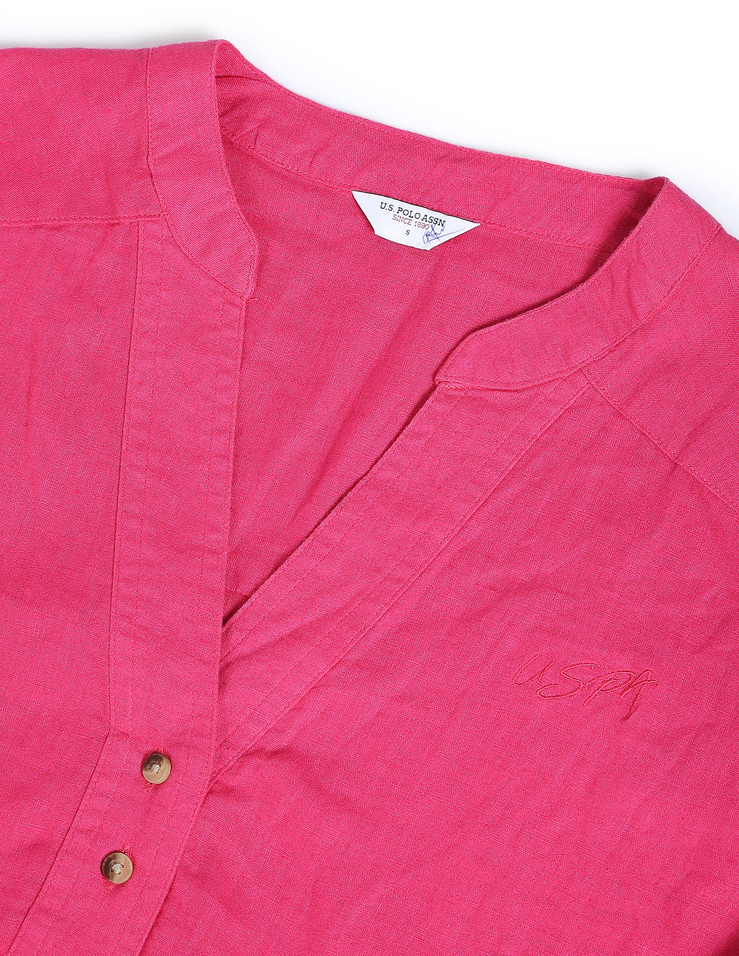 Mandarin Collar Solid Top Pink - U.S. POLO ASSN. | Large