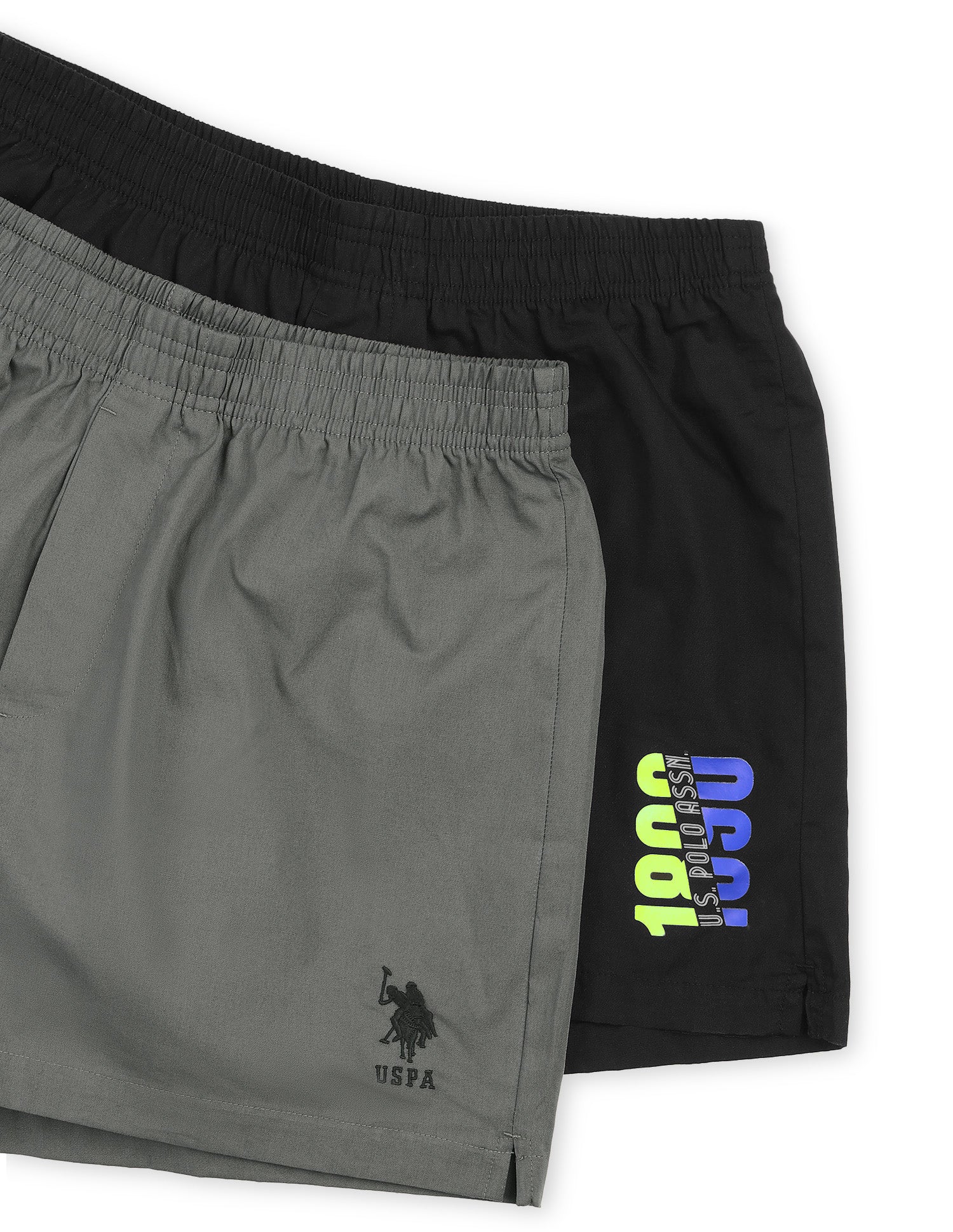 Light Cotton OEX16-P2 Boxer Shorts - Pack Of 2 Steel Grey & Black - U.S. Polo Assn. India | Large