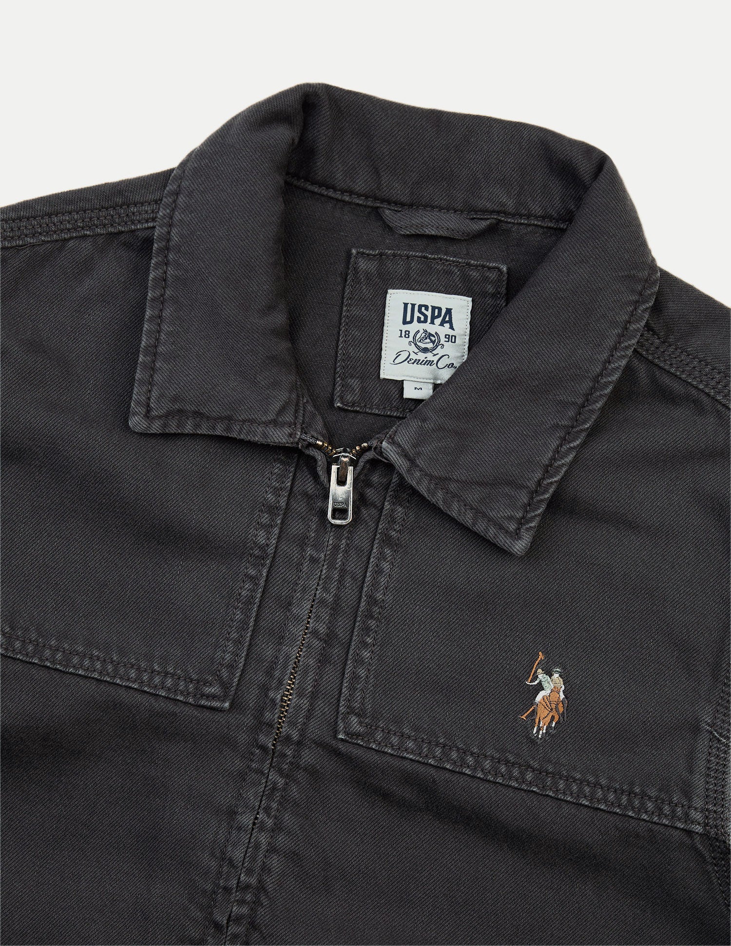 Solid Regular Fit Trucker Jacket Charcoal - U.S. Polo Assn. India | Large