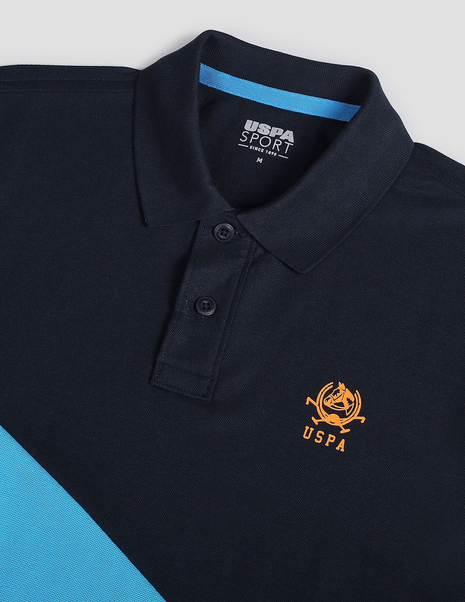 Diagonal Colour Block Active Polo Shirt Navy - U.S. Polo Assn. India | Large