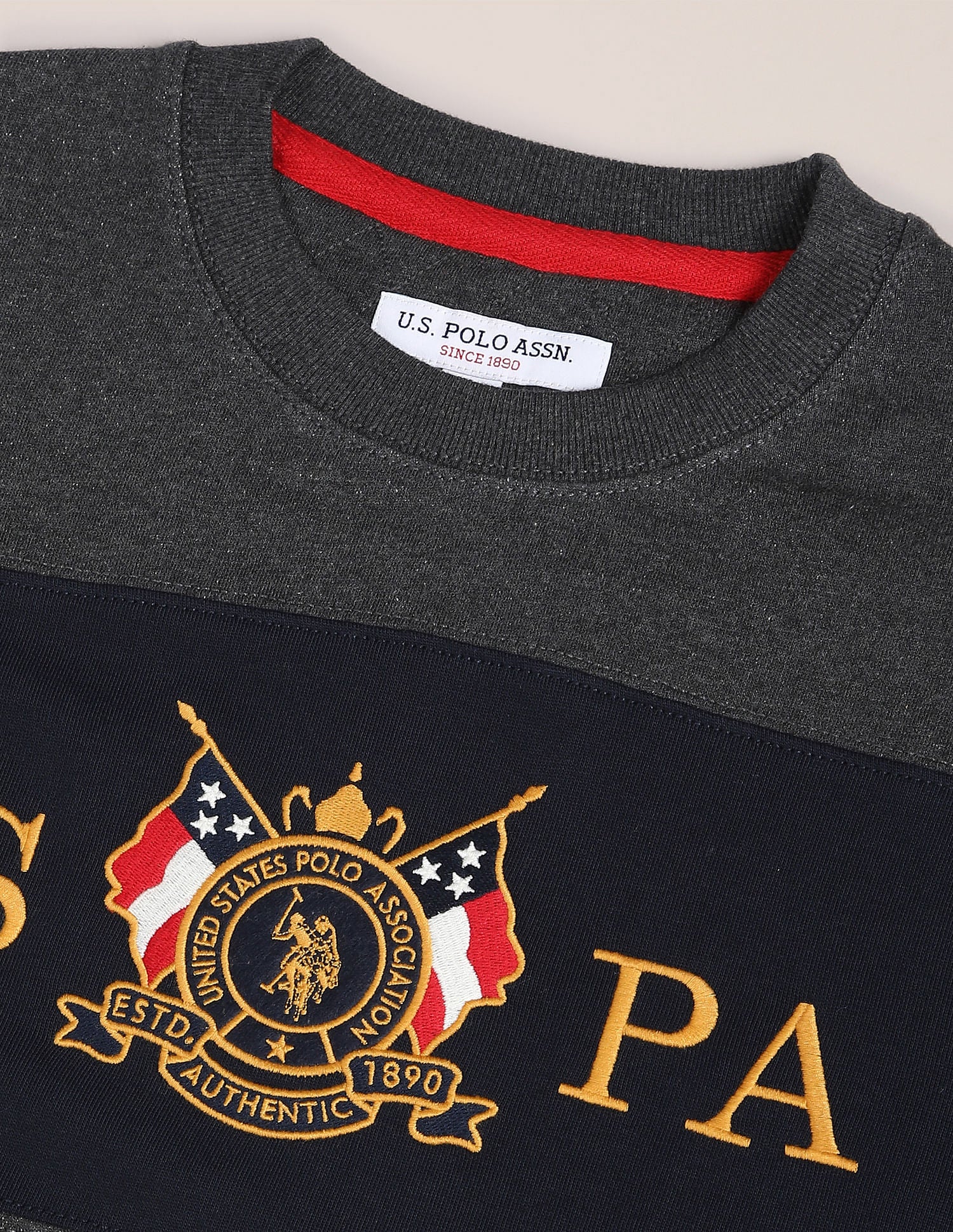 Crew Neck Heathered Sweatshirt Charcoal - U.S. POLO ASSN. | Large