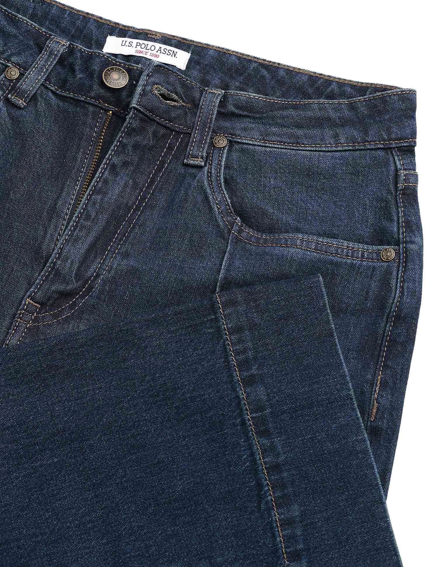 High Rise Straight Fit Pintuck Jeans Dark Blue - U.S. Polo Assn. India | Large