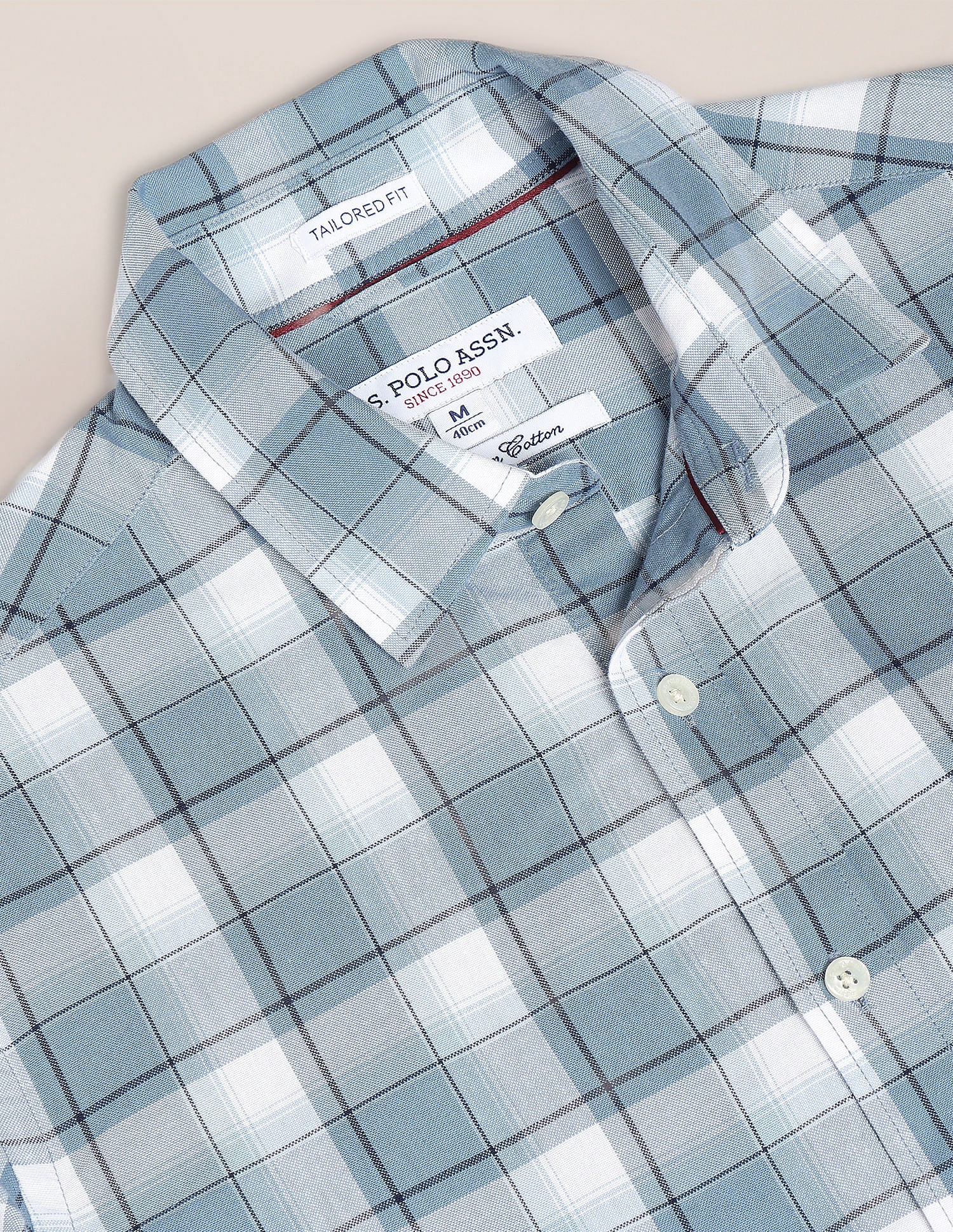 Plaid Check Premium Cotton Shirt Blue - U.S. Polo Assn. India | Large
