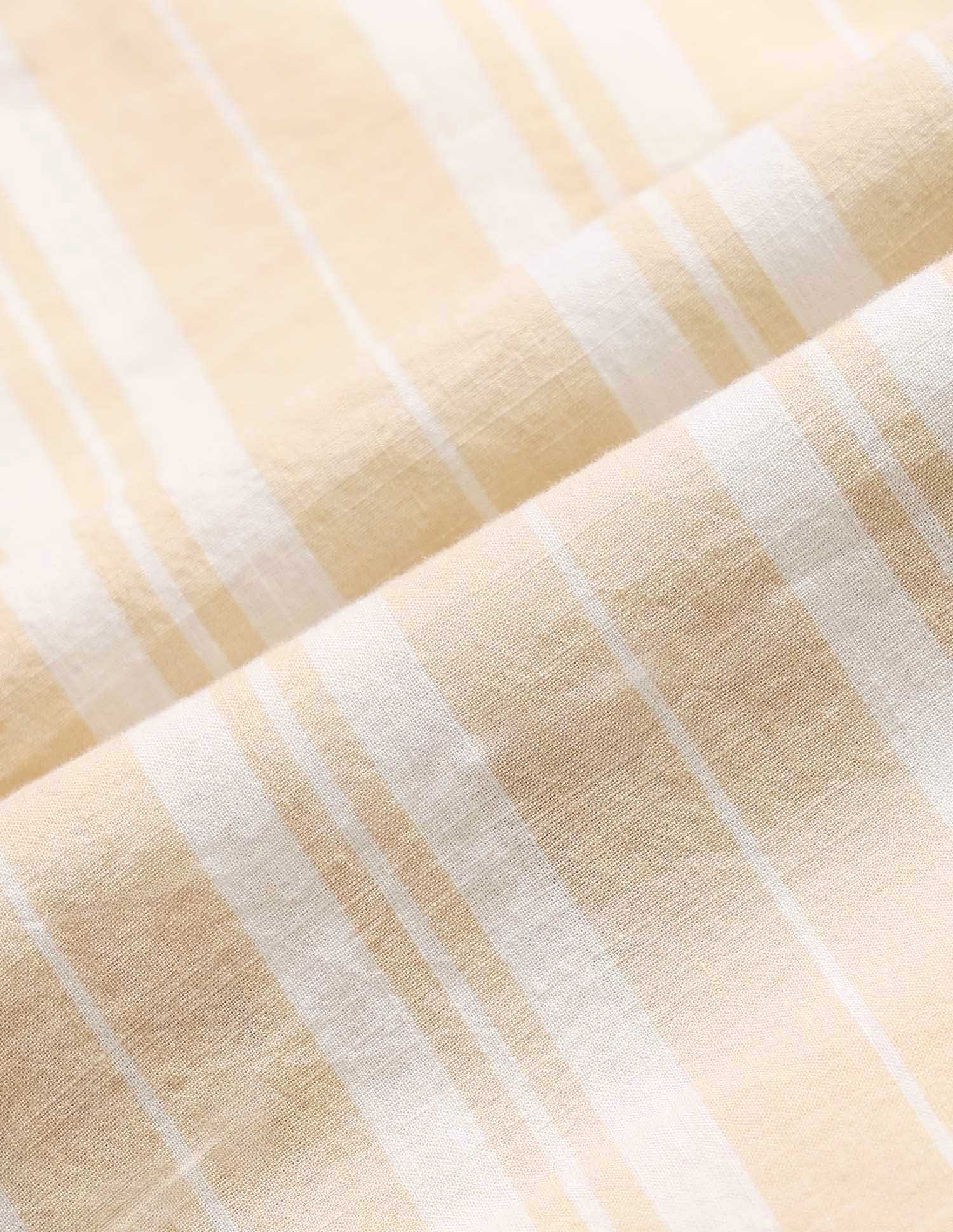 Boys Vertical Striped Cuban Shirt Beige - U.S. POLO ASSN. | Large