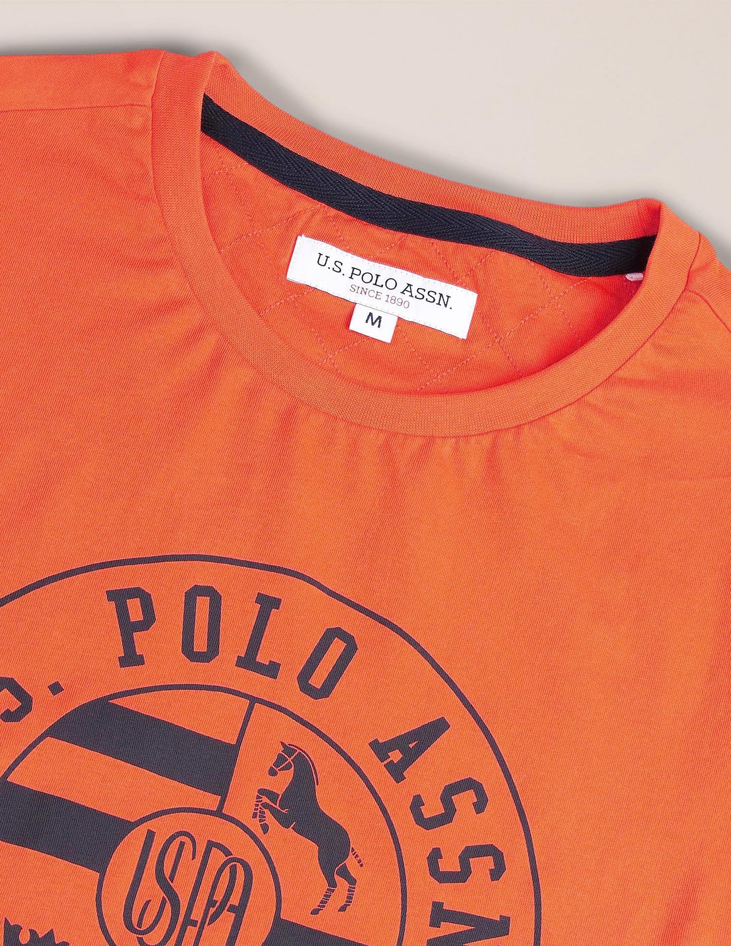 Round Neck Graphic Print T-Shirt Rust - U.S. Polo Assn. India | Large