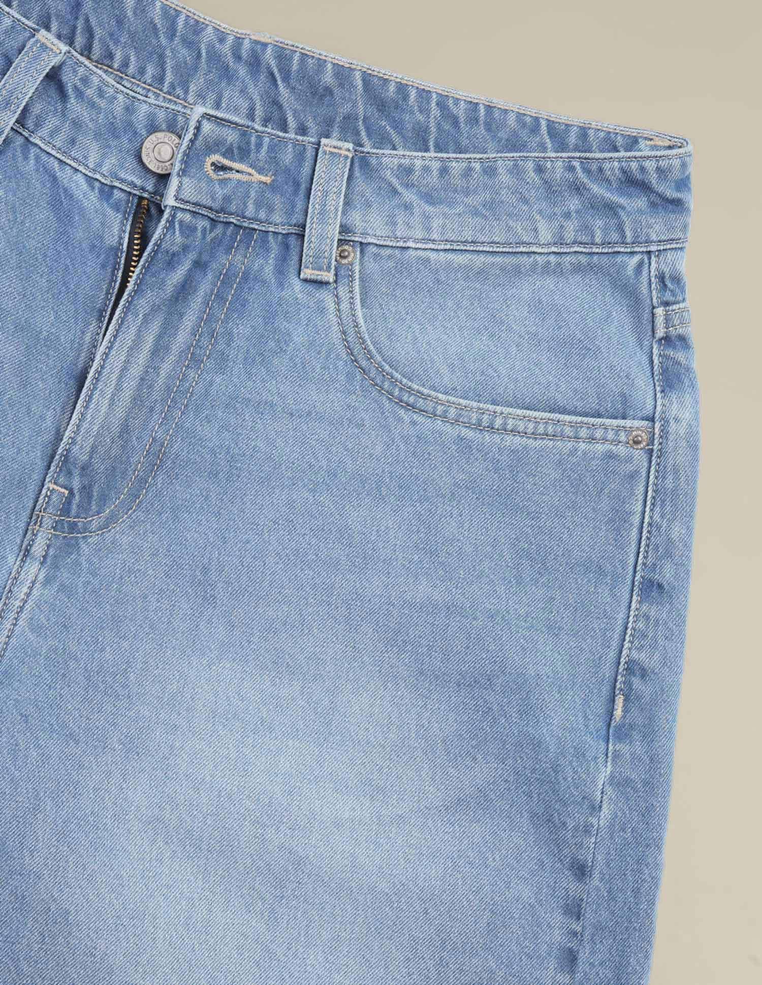 Mid Rise Solid Denim Shorts Light Blue - U.S. POLO ASSN. | Large