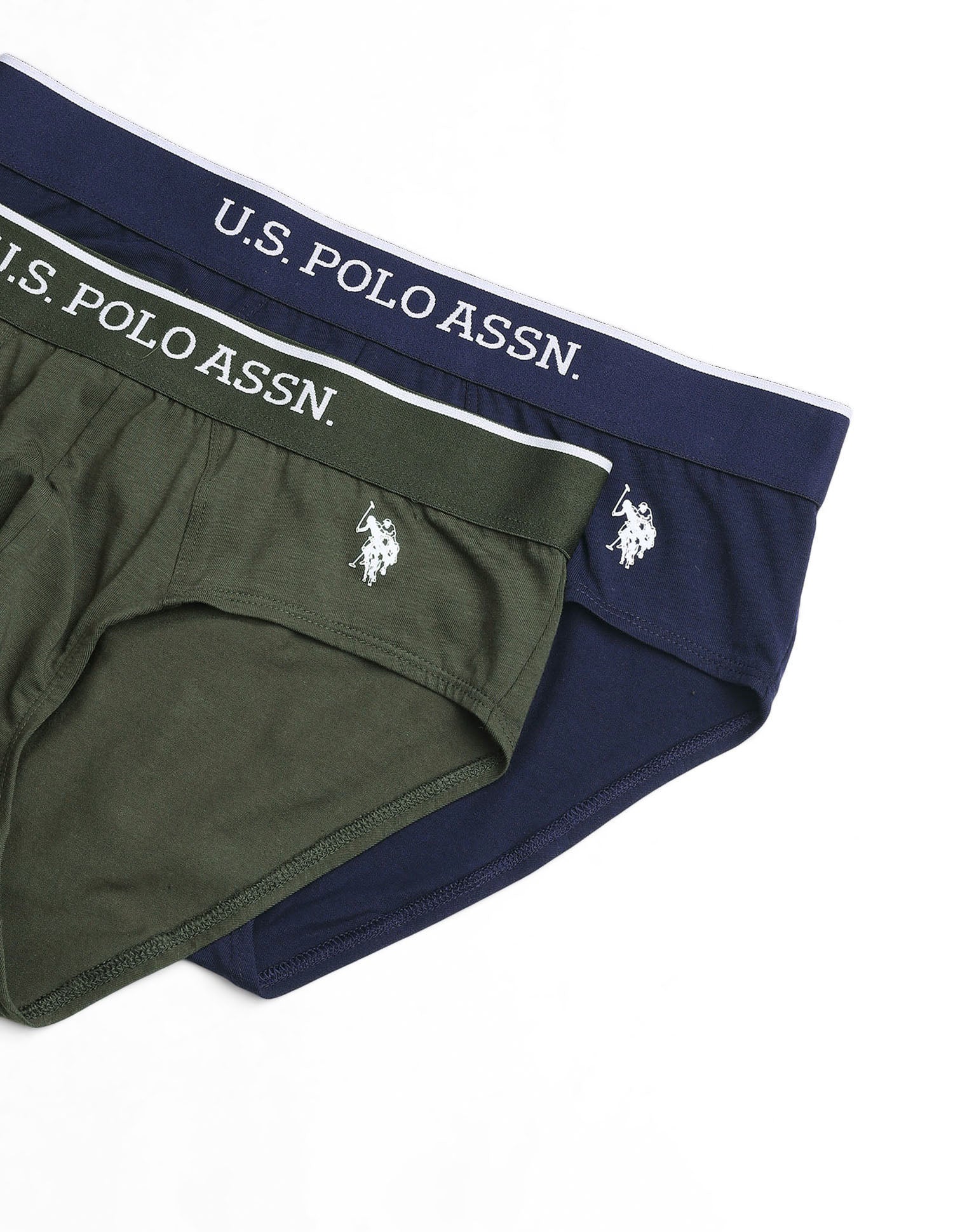 Elasticized Waist Solid EB004 Briefs - Pack Of 2 Olive and Navy - U.S. POLO ASSN. | Large