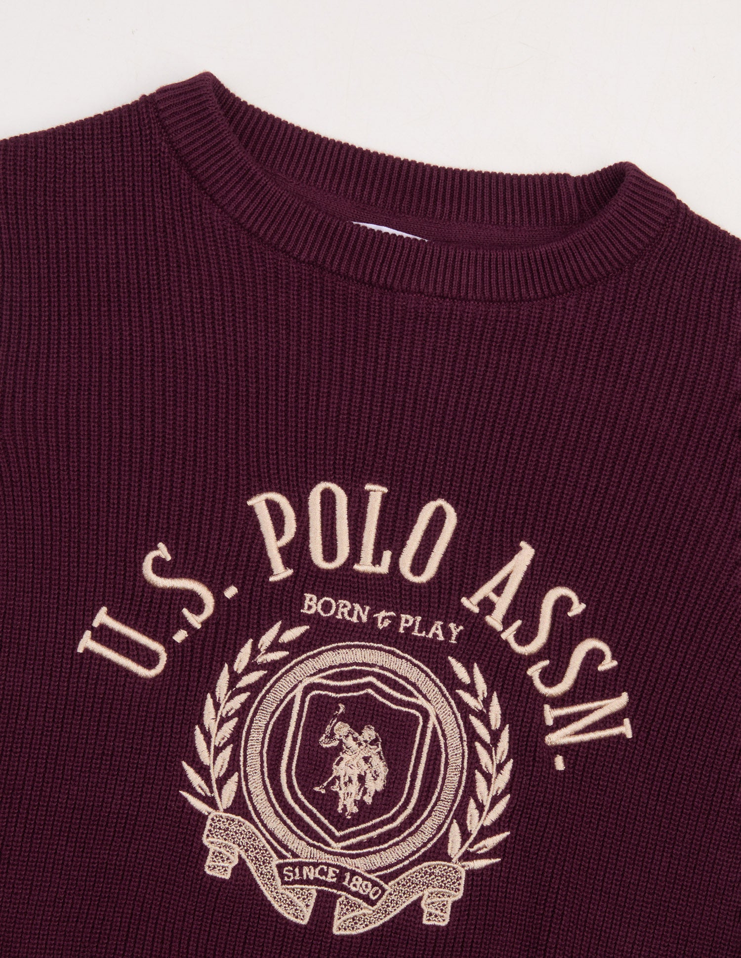 Brand Embroidered Regular Fit Sweater Wine - U.S. Polo Assn. India | Large