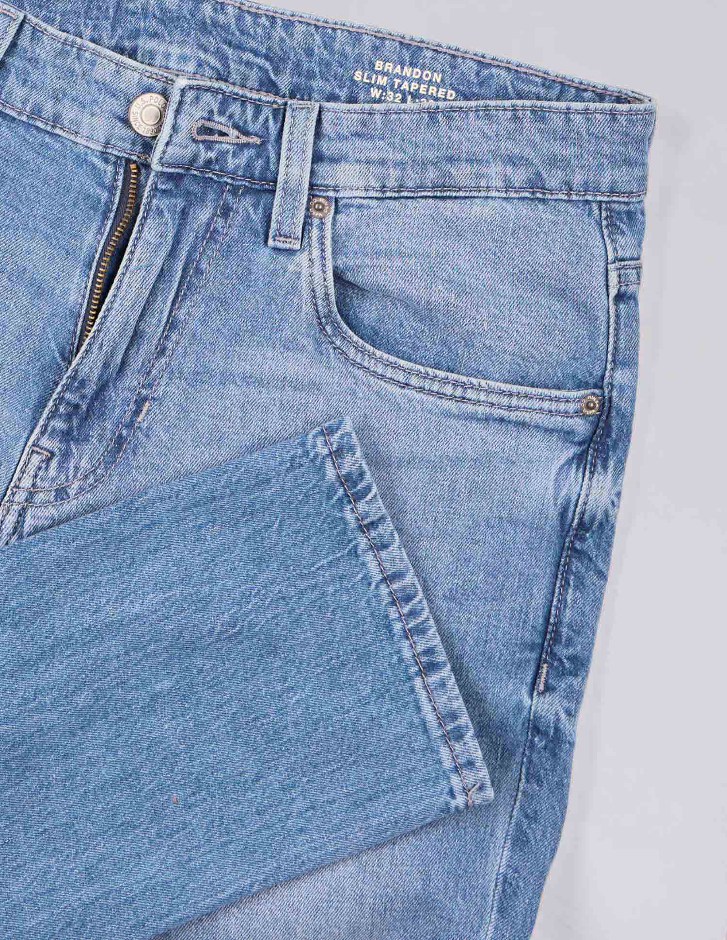 Brandon Slim Tapered Fit Vintage Jeans Mid Wash - U.S. Polo Assn. India | Large