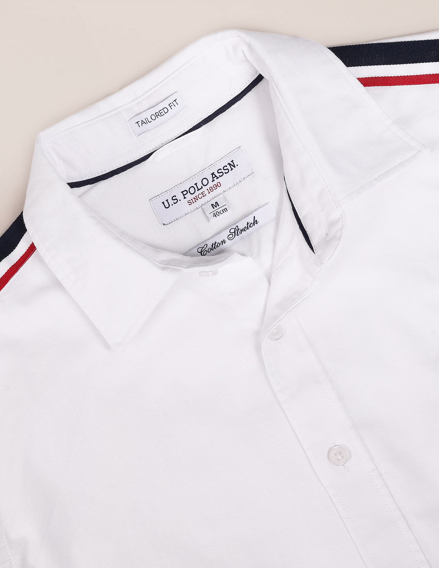Oxford Stretch Solid Shirt White - U.S. Polo Assn. India | Large
