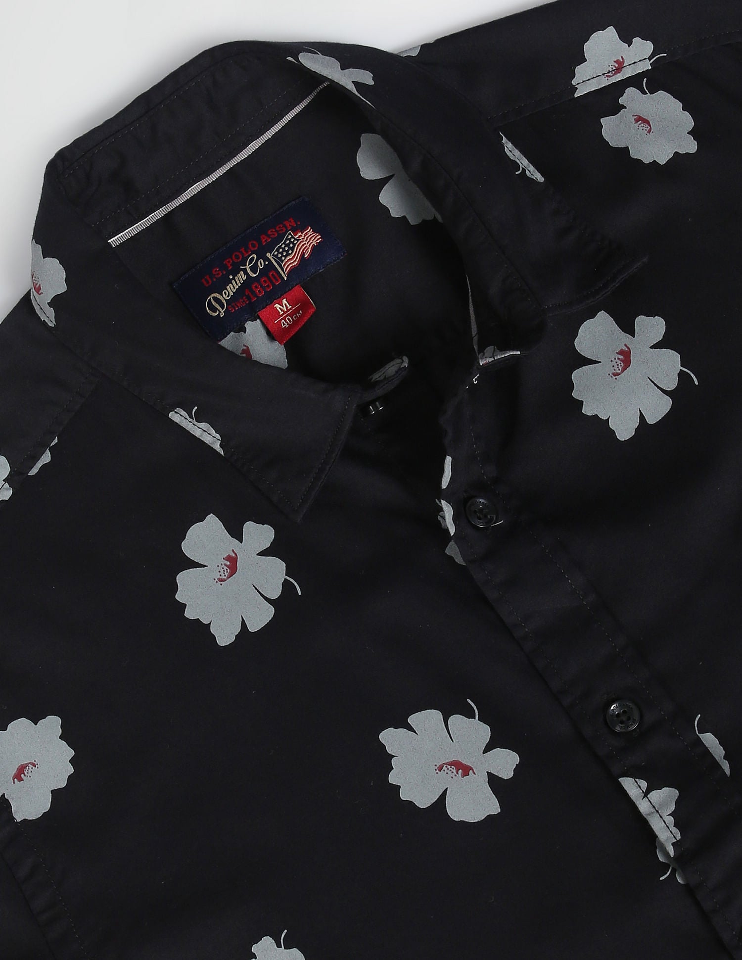 Floral Print Twill Shirt Black - U.S. Polo Assn. India | Large