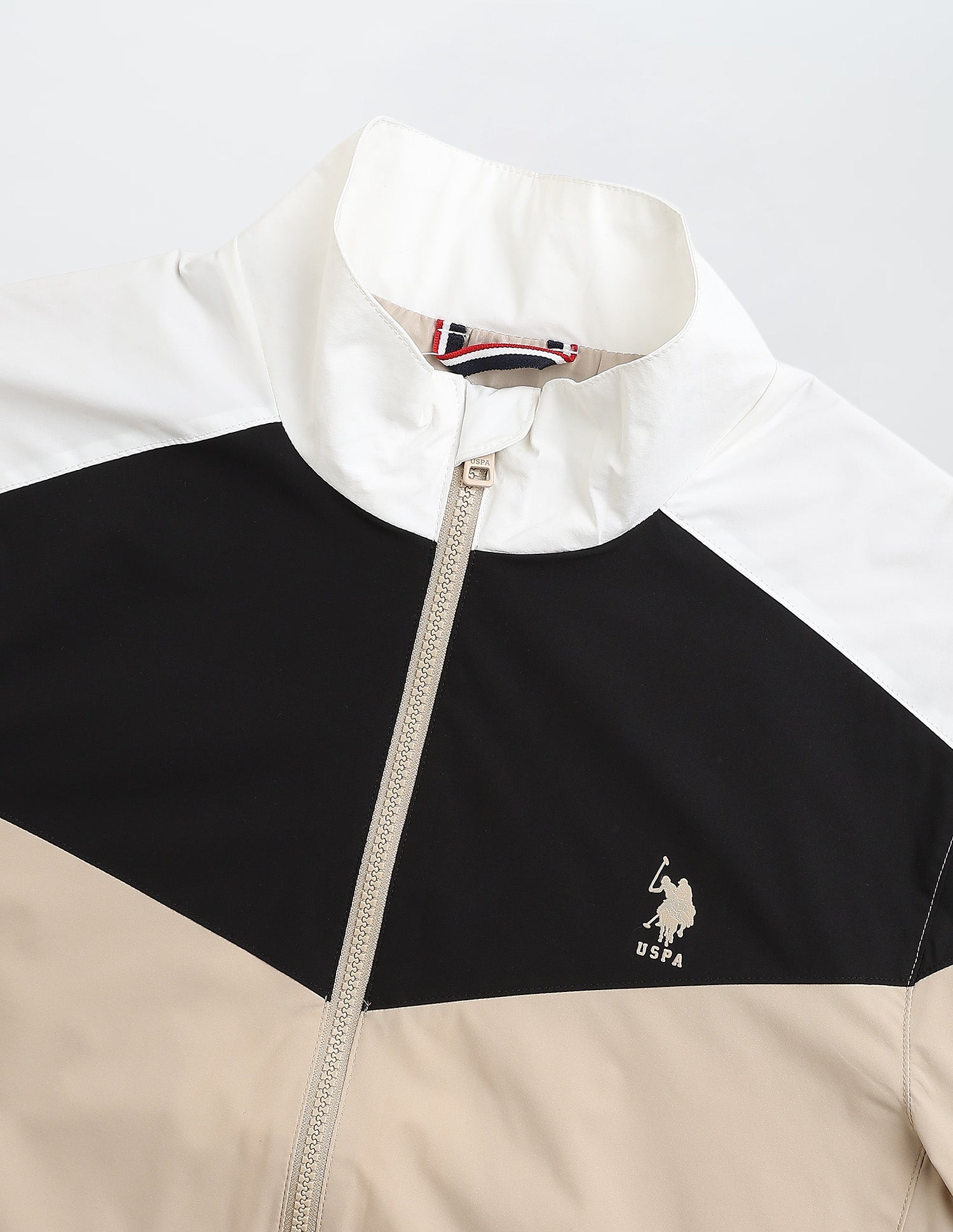 Colour Blocked Windcheater Jacket Beige - U.S. POLO ASSN. | Large