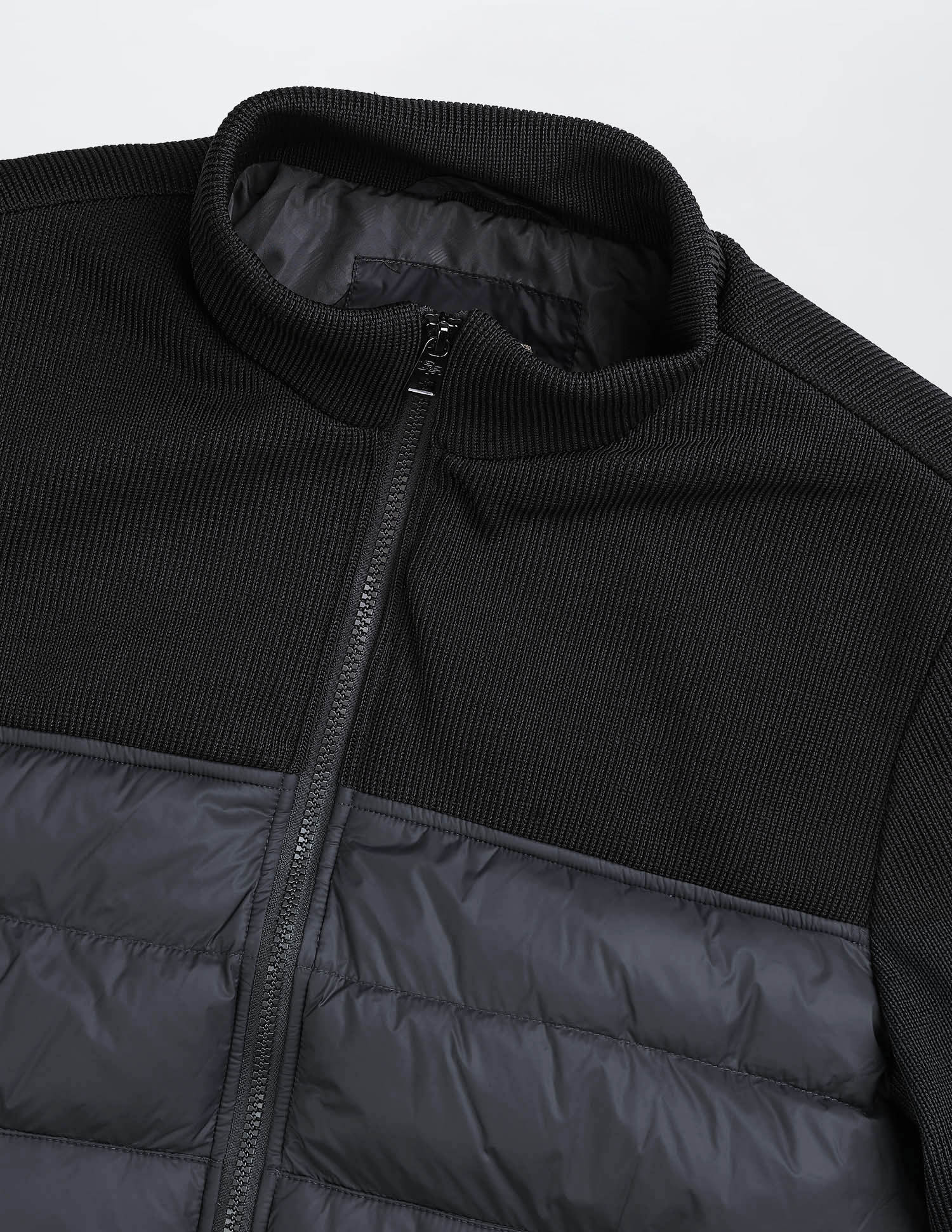Black & Gold Puffer Jacket Regular Fit Jacket Dark Grey - U.S. Polo Assn. India | Large