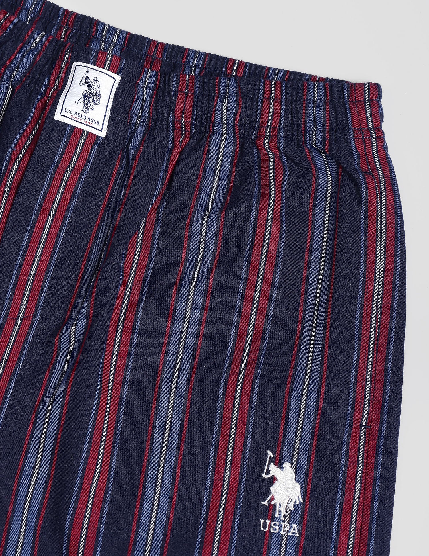 Striped Cotton LP001 Lounge Pants - Pack Of 1 Navy and Red - U.S. POLO ASSN. | Large