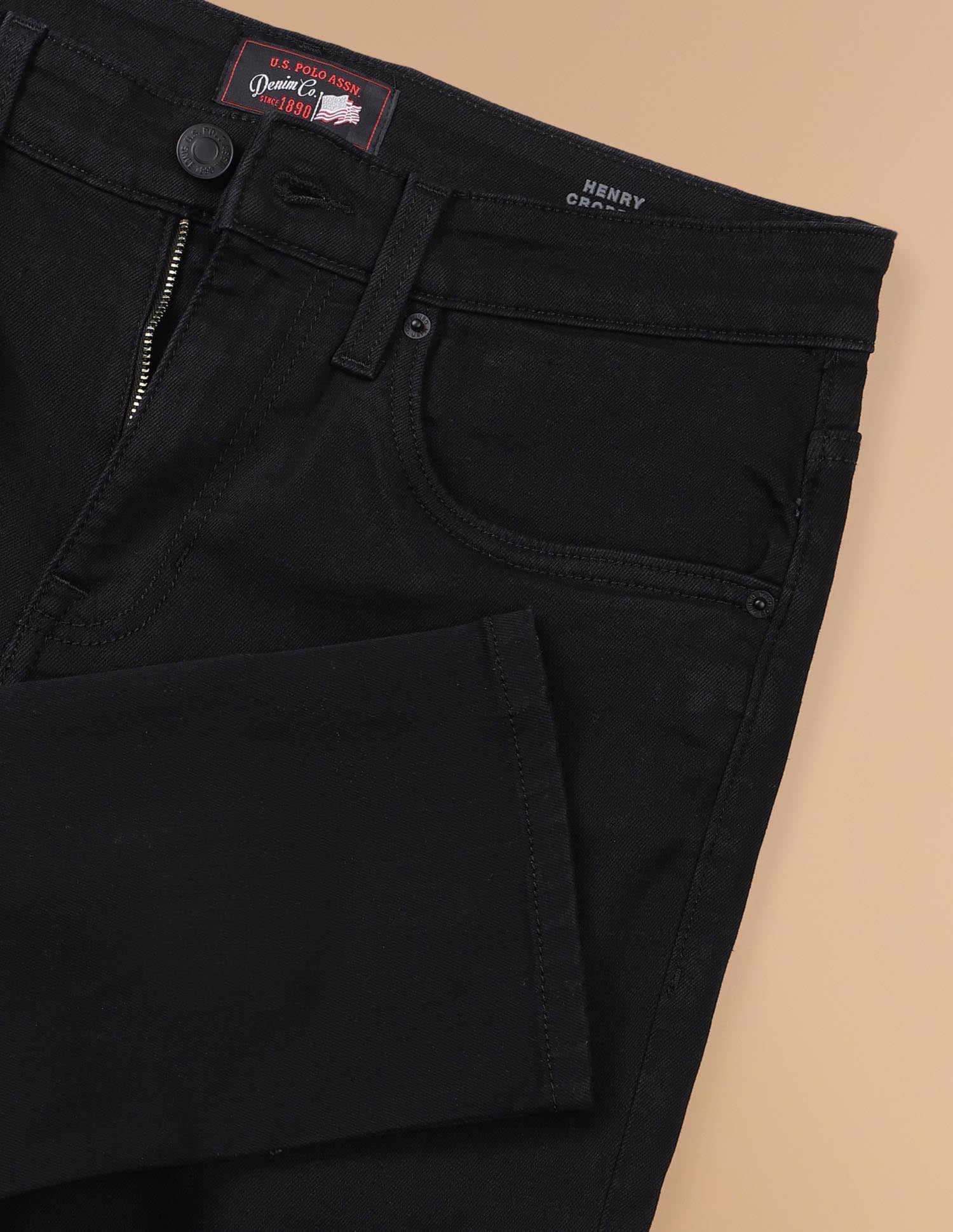 Henry Tapered Cropped Fit Black Jeans Black - U.S. POLO ASSN. | Large