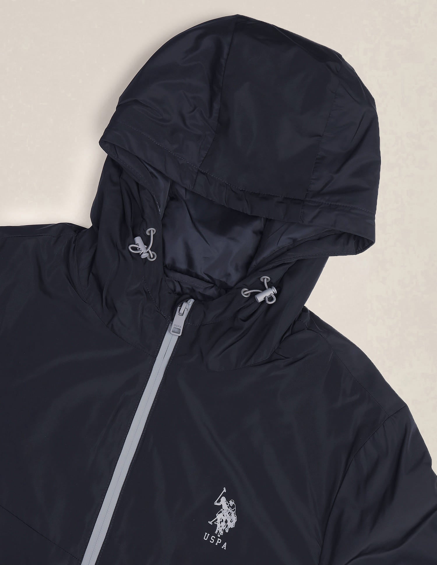 Solid Hooded Jacket Navy - U.S. Polo Assn. India | Large