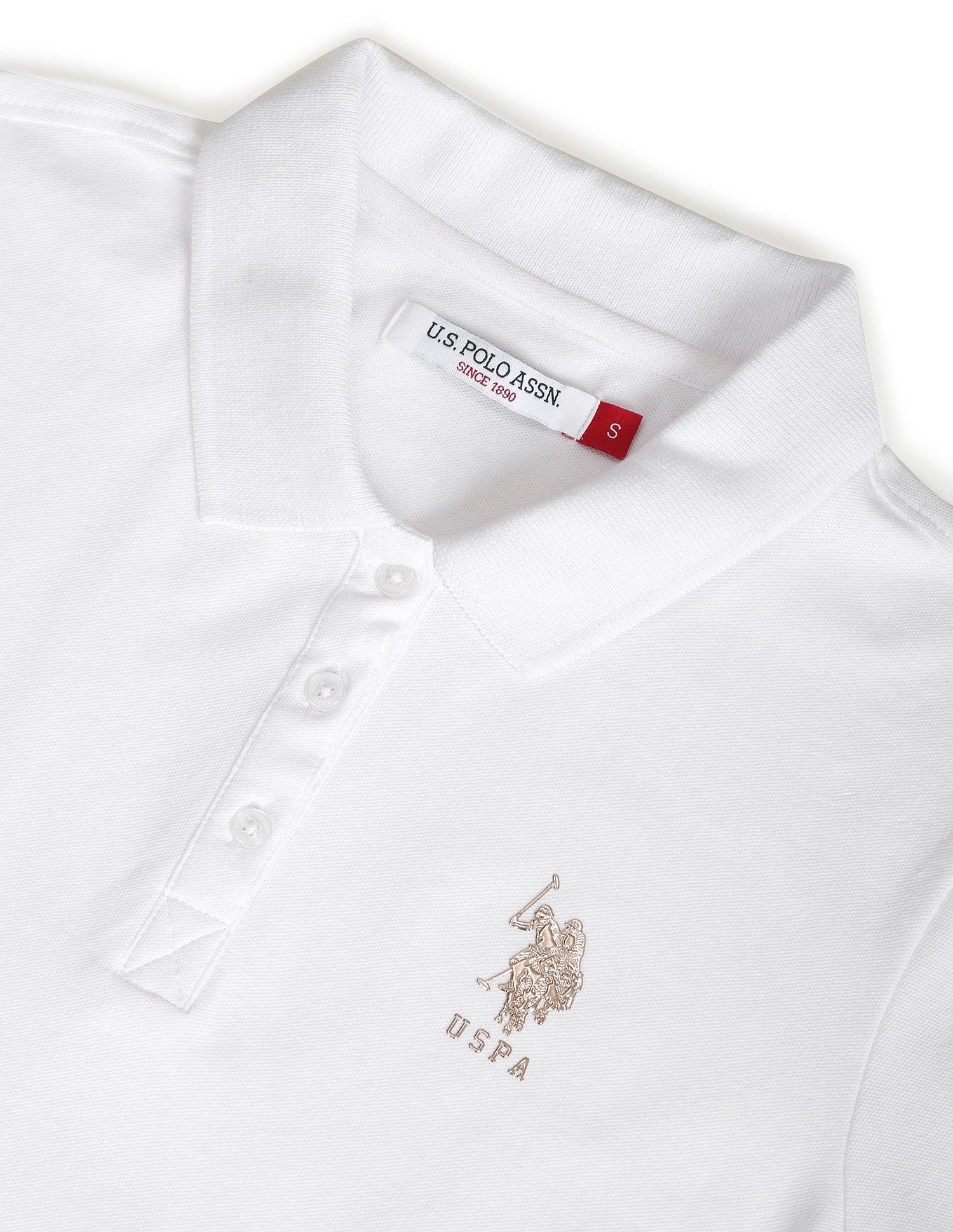 Metallic Logo Pique Polo Shirt White - U.S. POLO ASSN. | Large