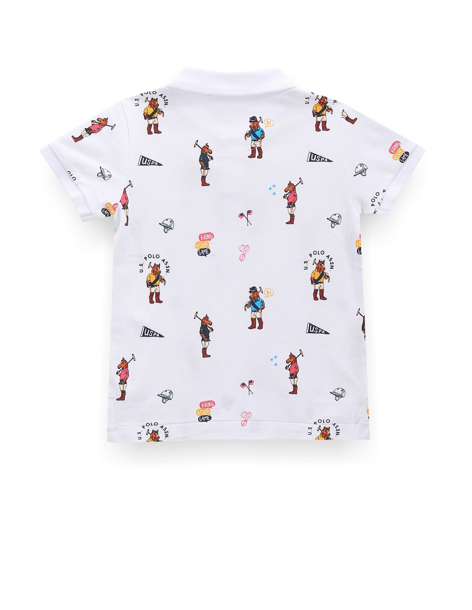 Boys Mascot Print Polo Shirt White - U.S. Polo Assn. India | Large