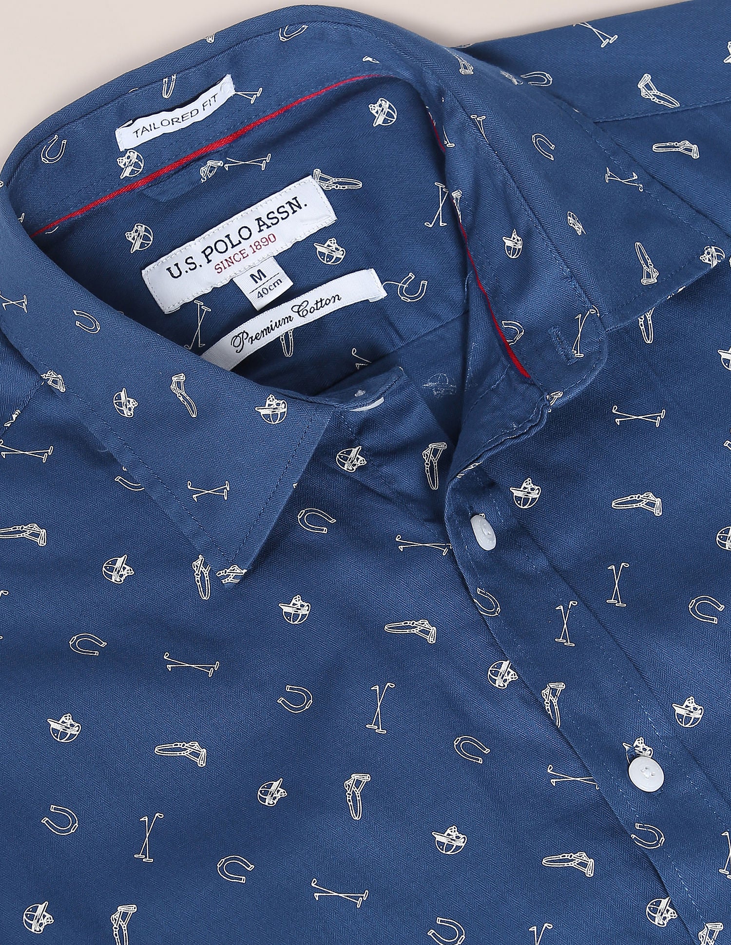 Herringbone All Over Print Casual Shirt Navy - U.S. Polo Assn. India | Large