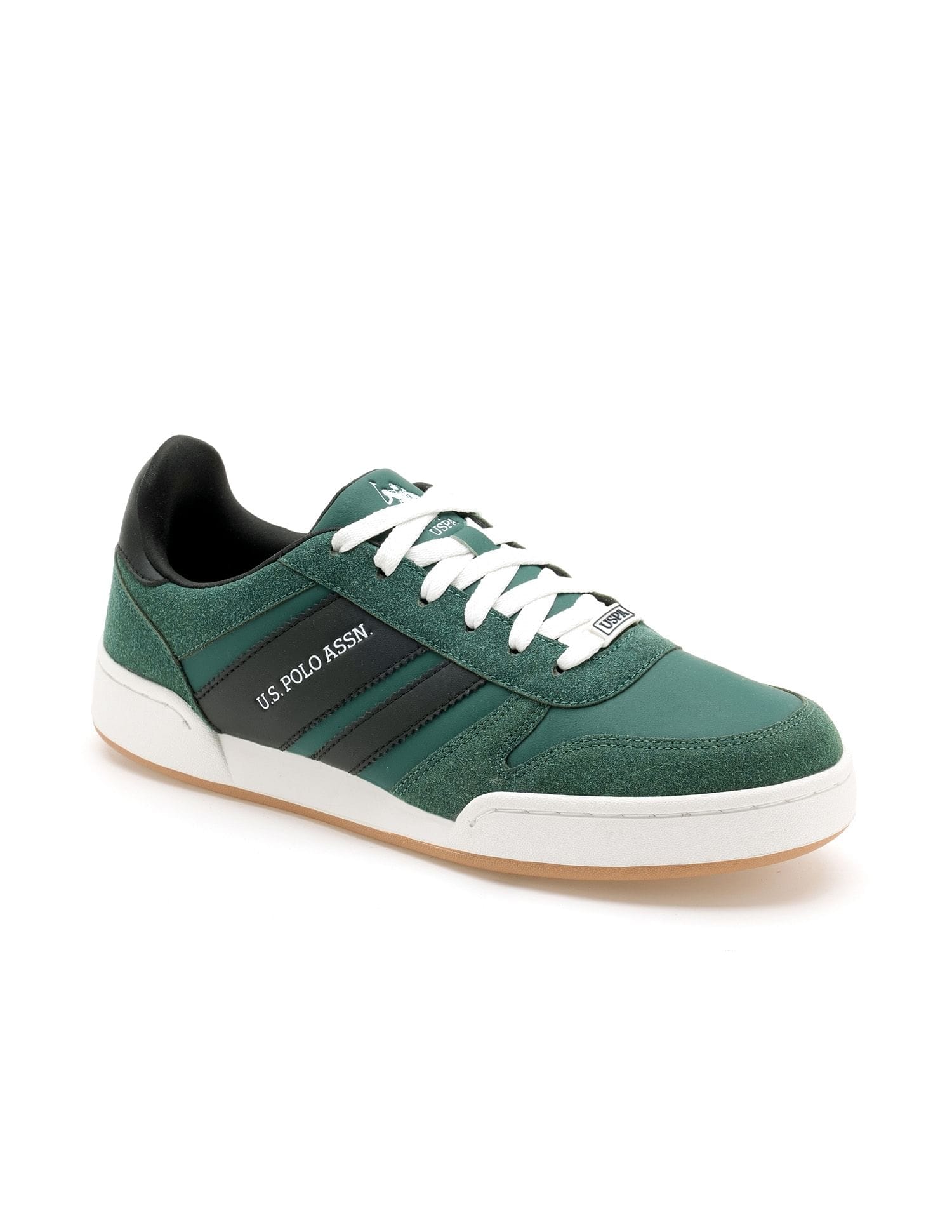 Men Gren Suede Colourblocked Sneakers Green - U.S. Polo Assn. India | Large