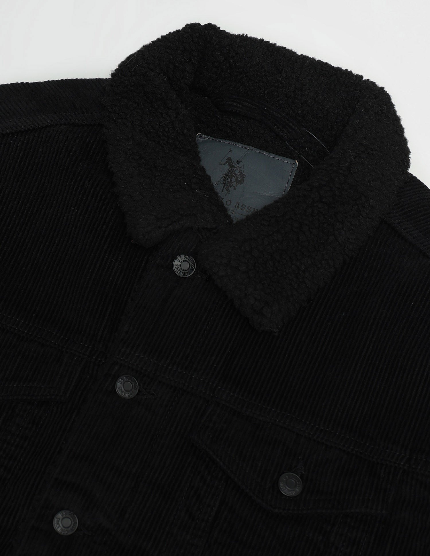 Slim Fit Corduroy Sherpa Jacket Black - U.S. Polo Assn. India | Large